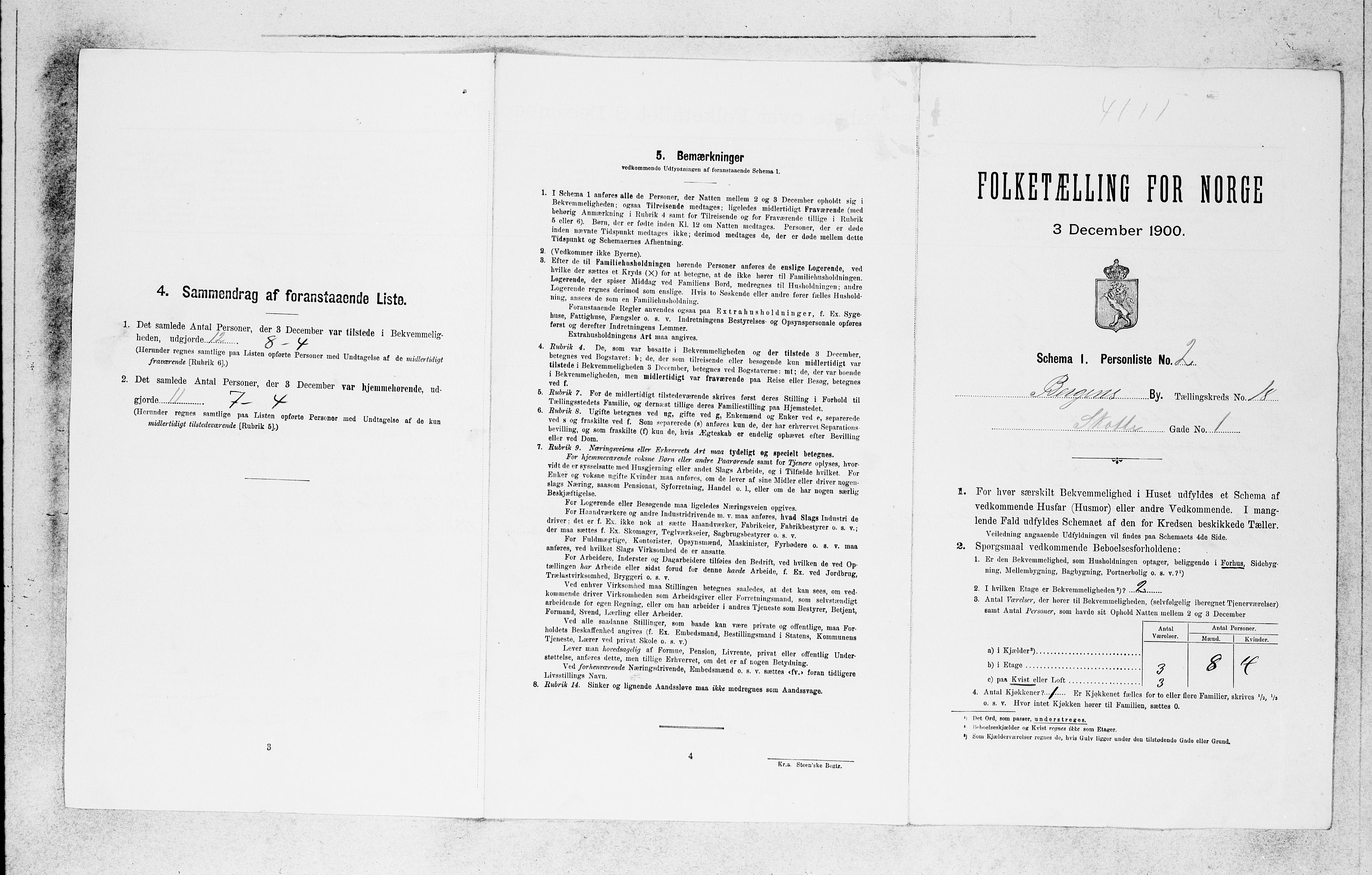 SAB, 1900 census for Bergen, 1900, p. 3481