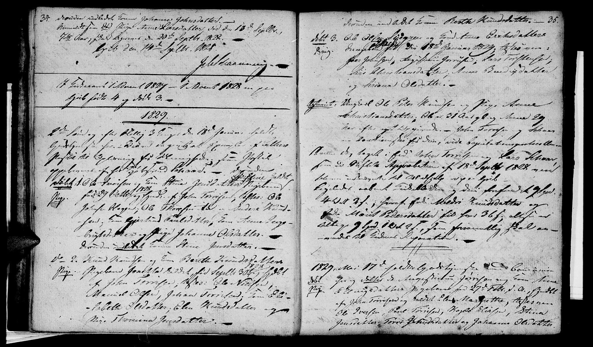 Ministerialprotokoller, klokkerbøker og fødselsregistre - Møre og Romsdal, SAT/A-1454/574/L0877: Parish register (official) no. 574A03, 1814-1832, p. 34-35
