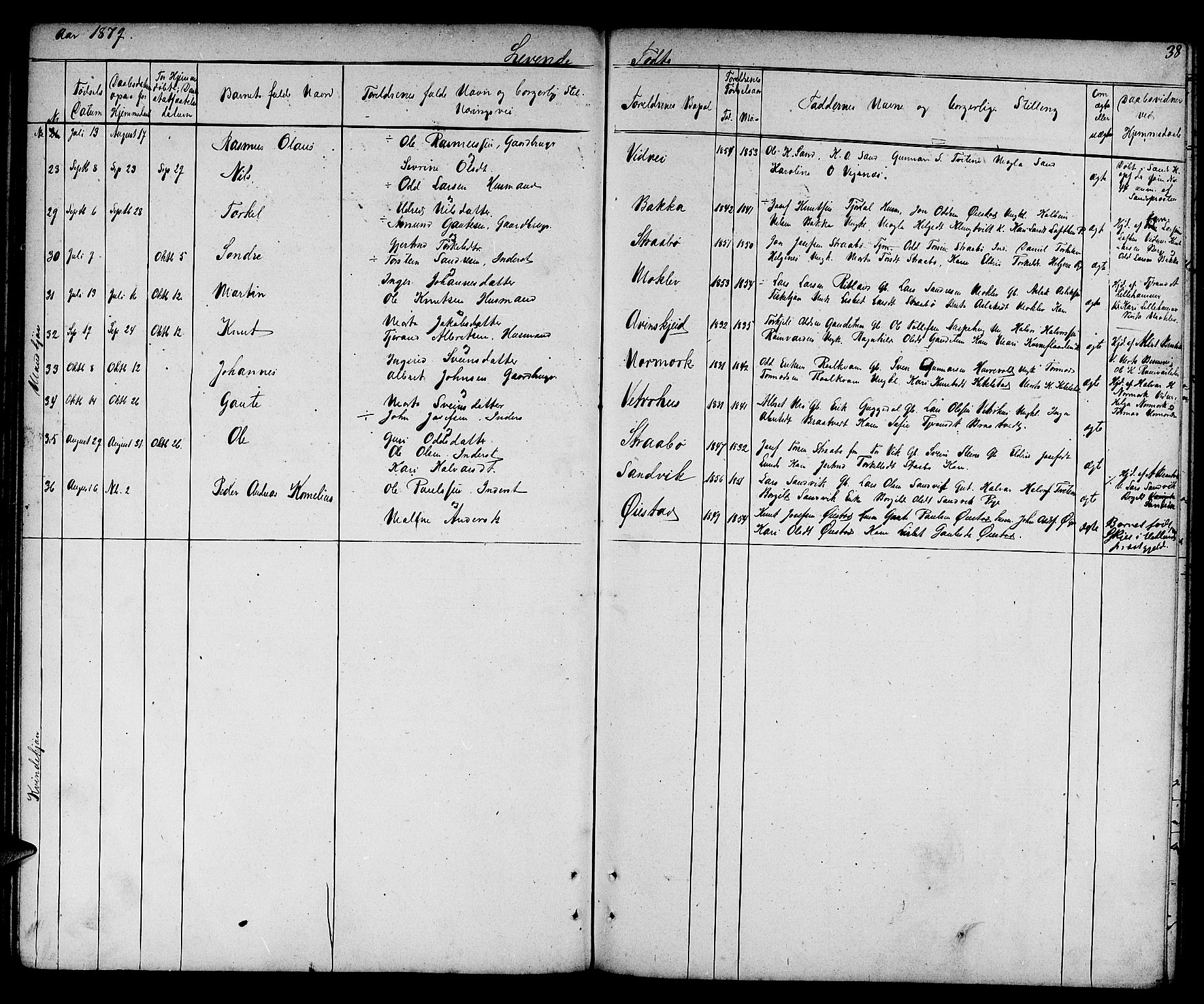 Suldal sokneprestkontor, SAST/A-101845/01/V/L0004: Parish register (copy) no. B 4, 1866-1885, p. 38