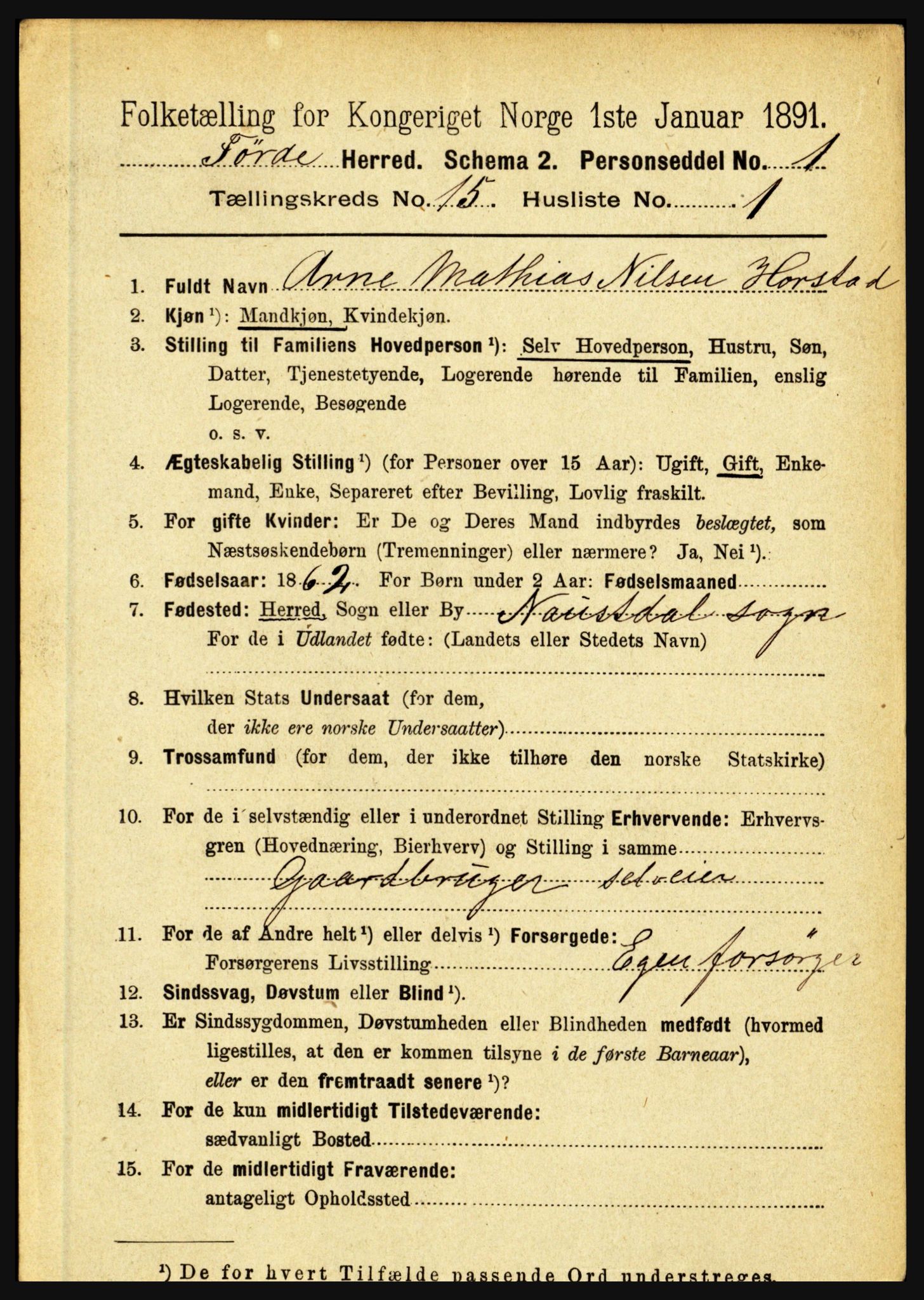 RA, 1891 census for 1432 Førde, 1891, p. 5555