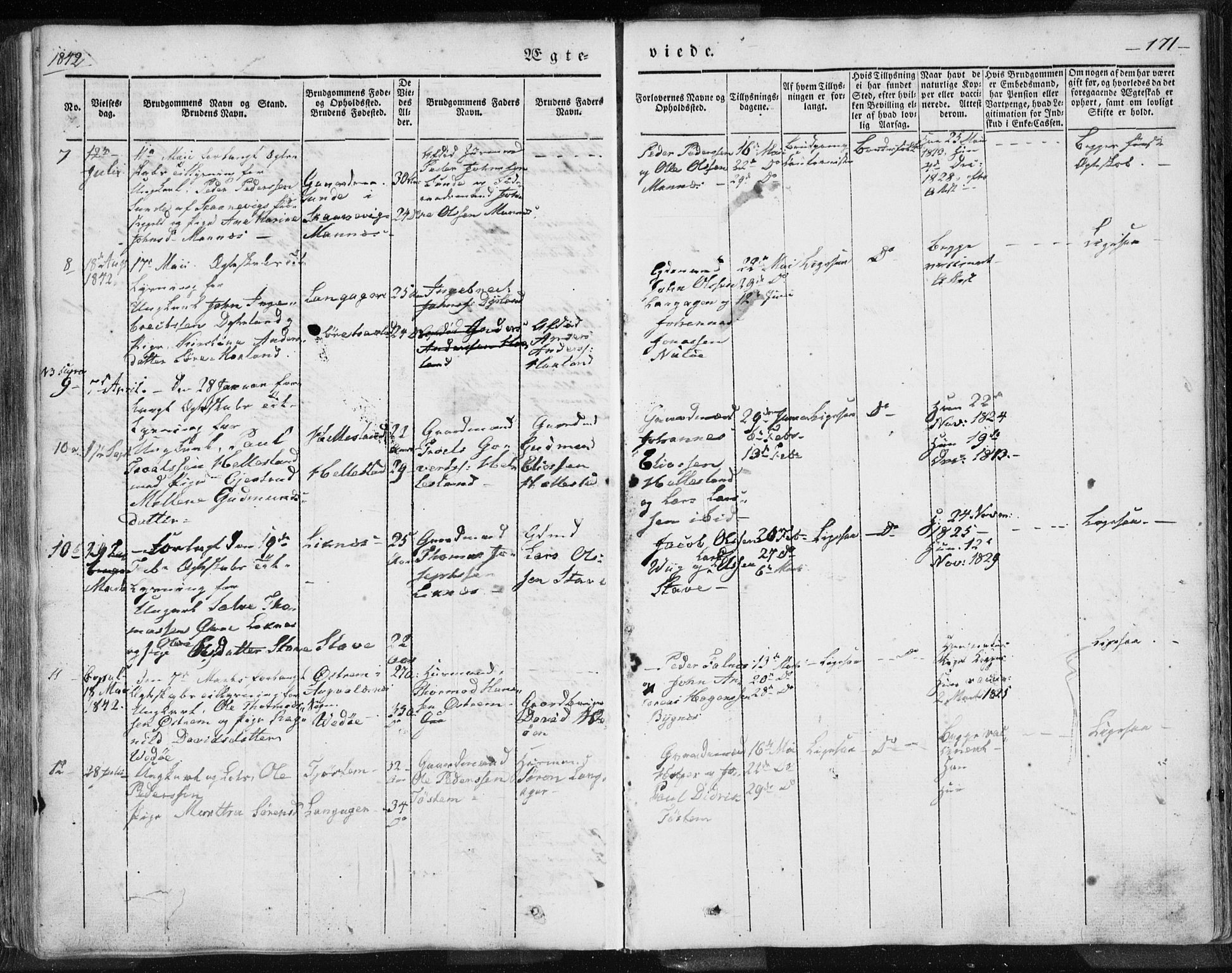Skudenes sokneprestkontor, SAST/A -101849/H/Ha/Haa/L0002: Parish register (official) no. A 2.1, 1841-1846, p. 171