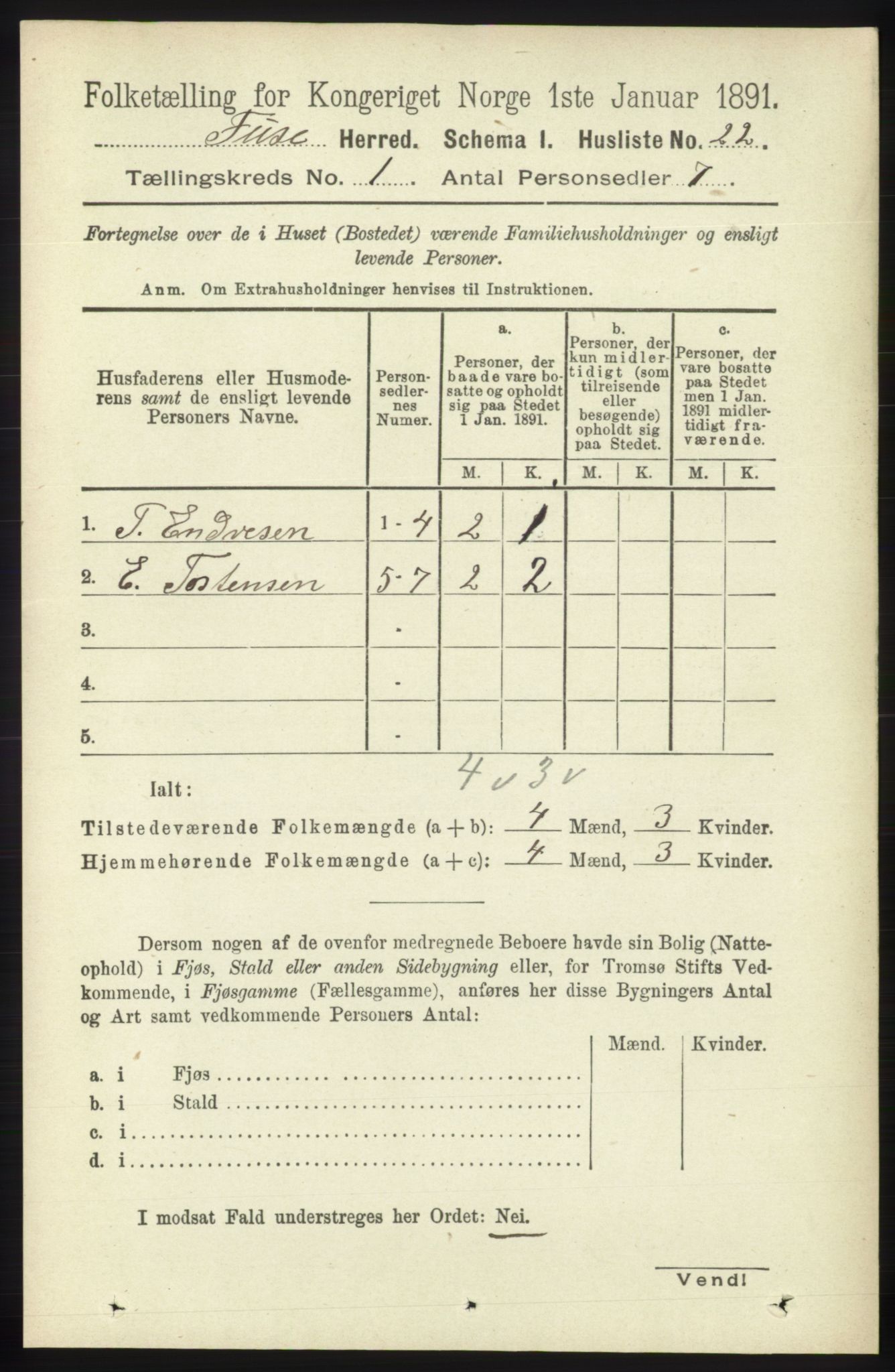 RA, 1891 census for 1241 Fusa, 1891, p. 63