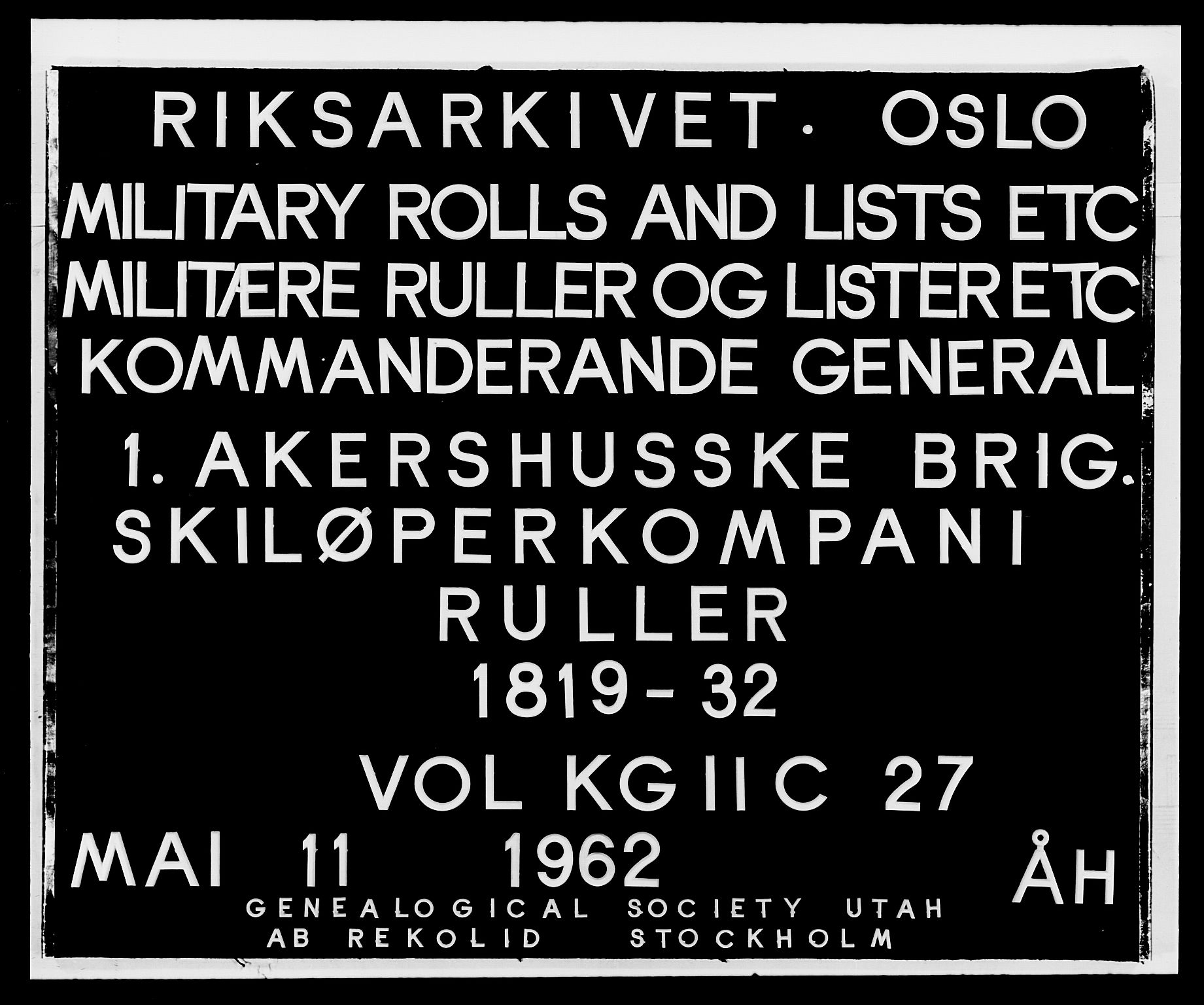 Generalitets- og kommissariatskollegiet, Det kongelige norske kommissariatskollegium, AV/RA-EA-5420/E/Eh/L0027: Skiløperkompaniene, 1812-1832, p. 503