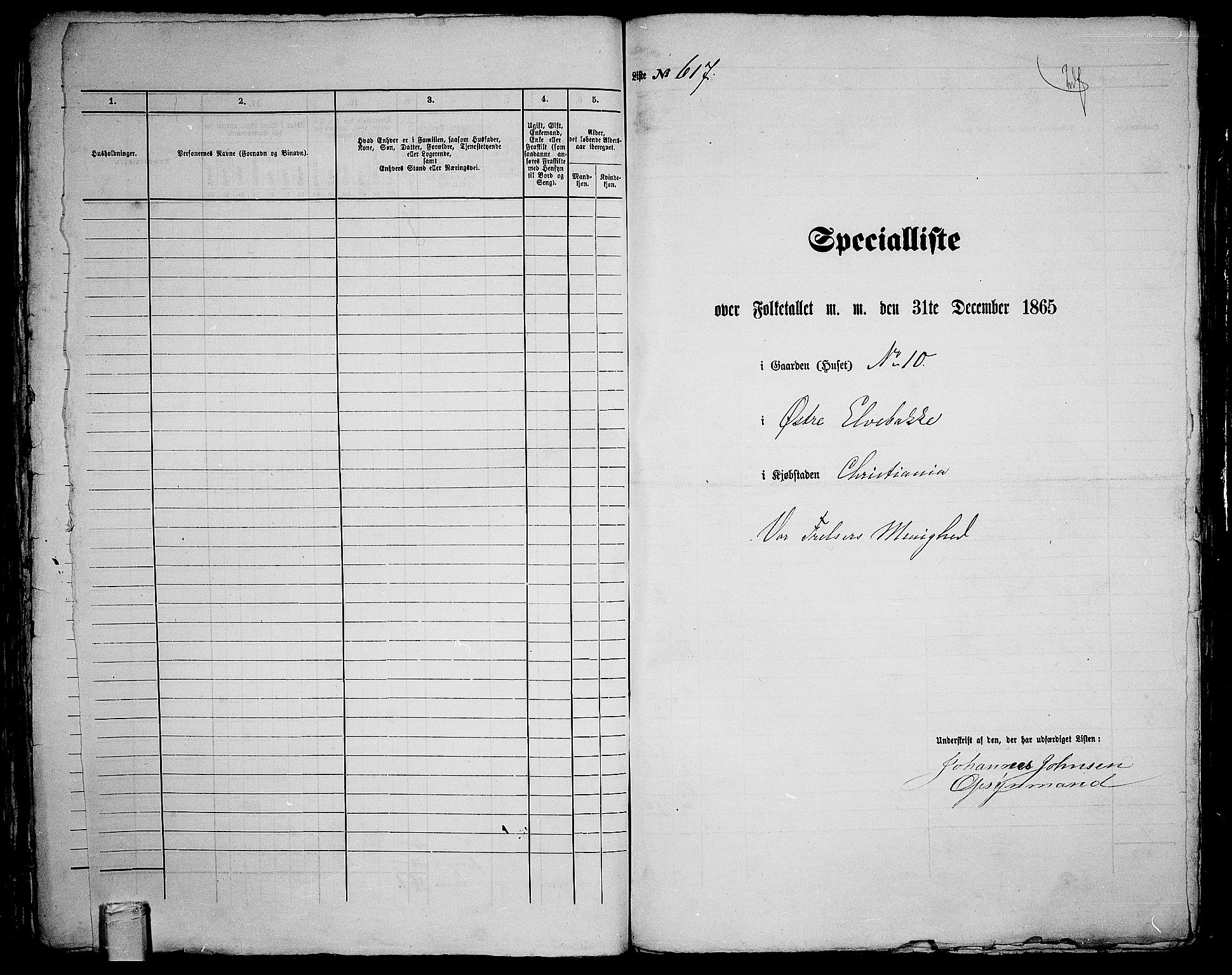 RA, 1865 census for Kristiania, 1865, p. 1601