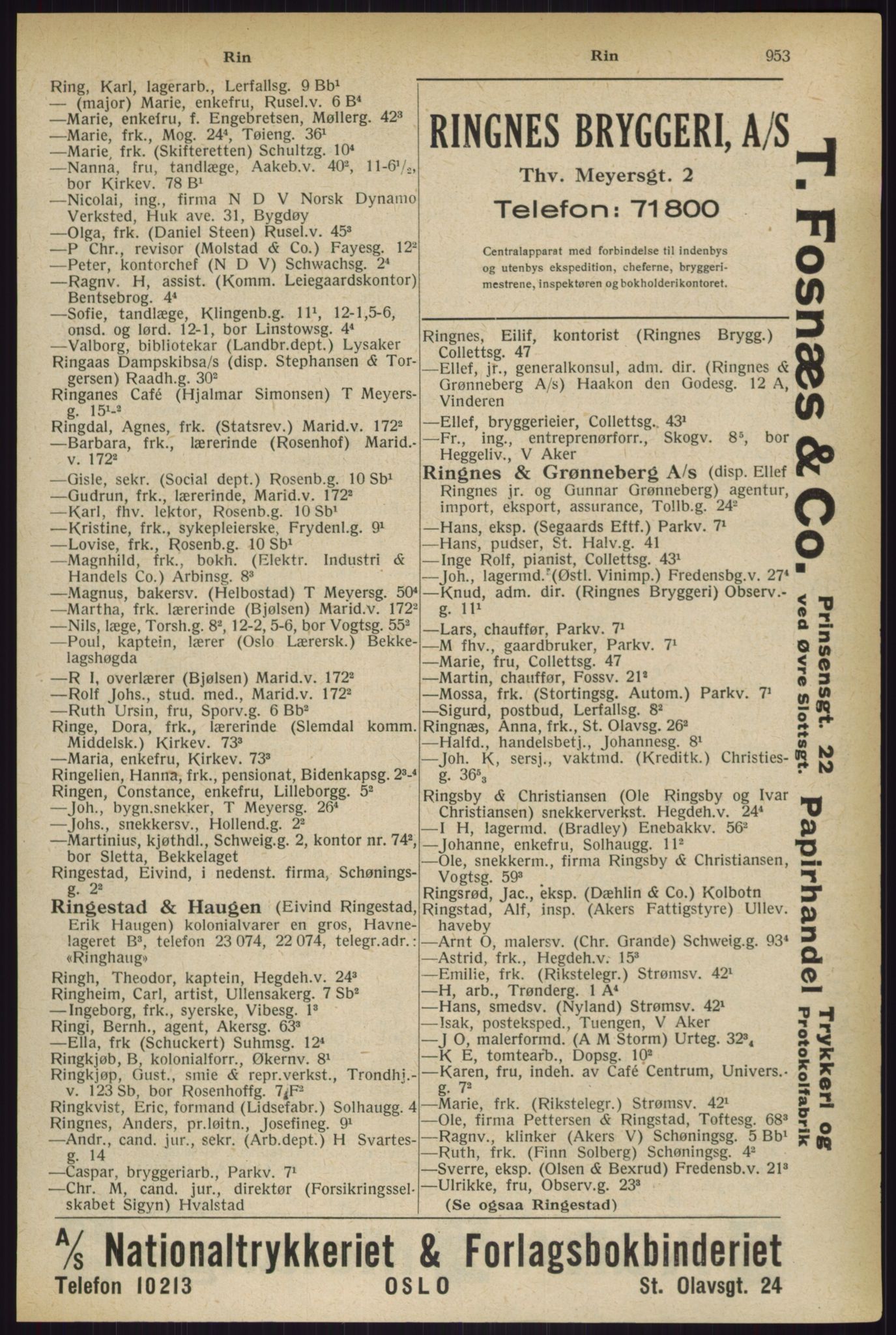 Kristiania/Oslo adressebok, PUBL/-, 1927, p. 953