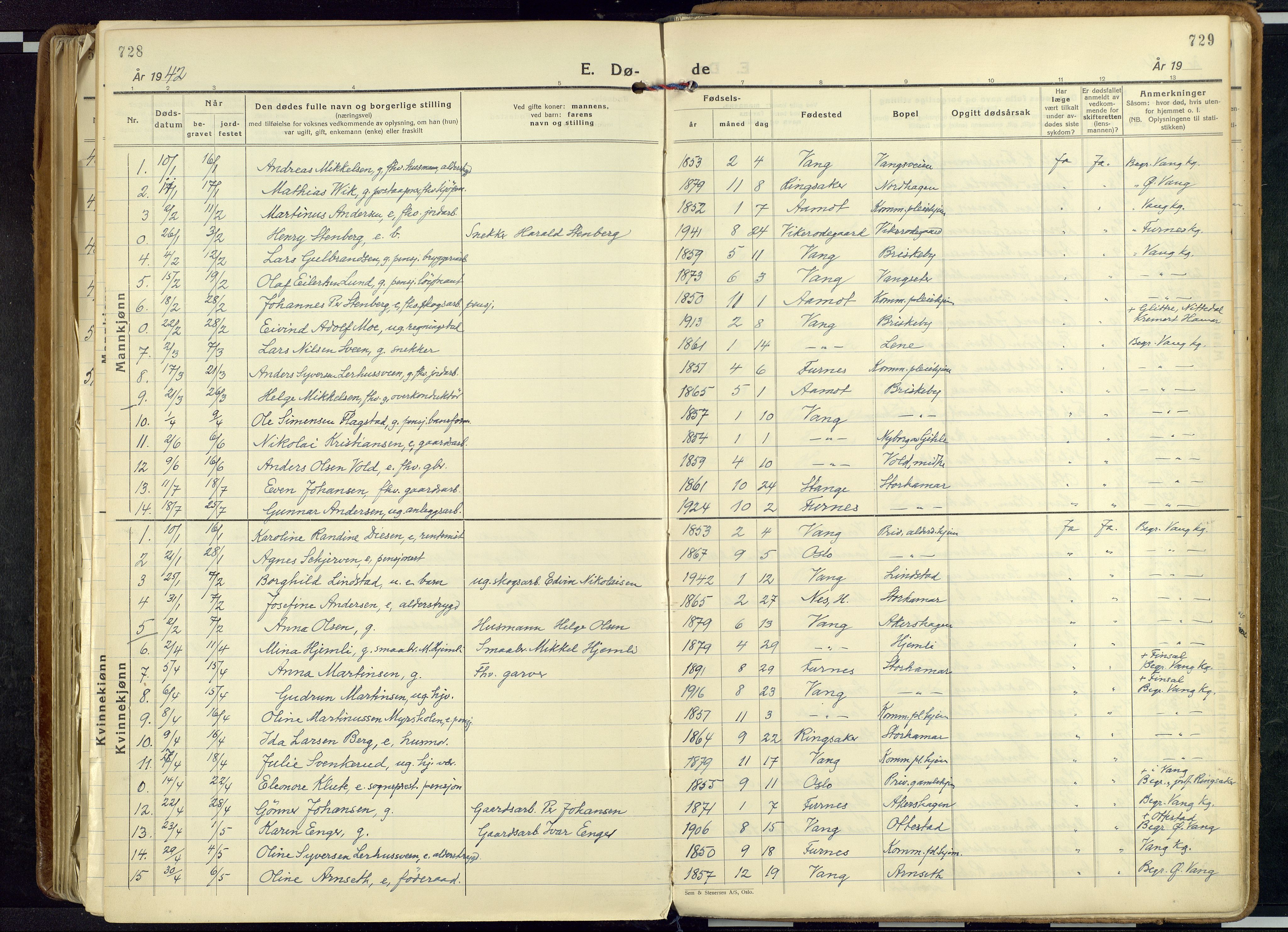 Vang prestekontor, Hedmark, AV/SAH-PREST-008/H/Ha/Haa/L0023: Parish register (official) no. 23, 1932-1957, p. 728-729