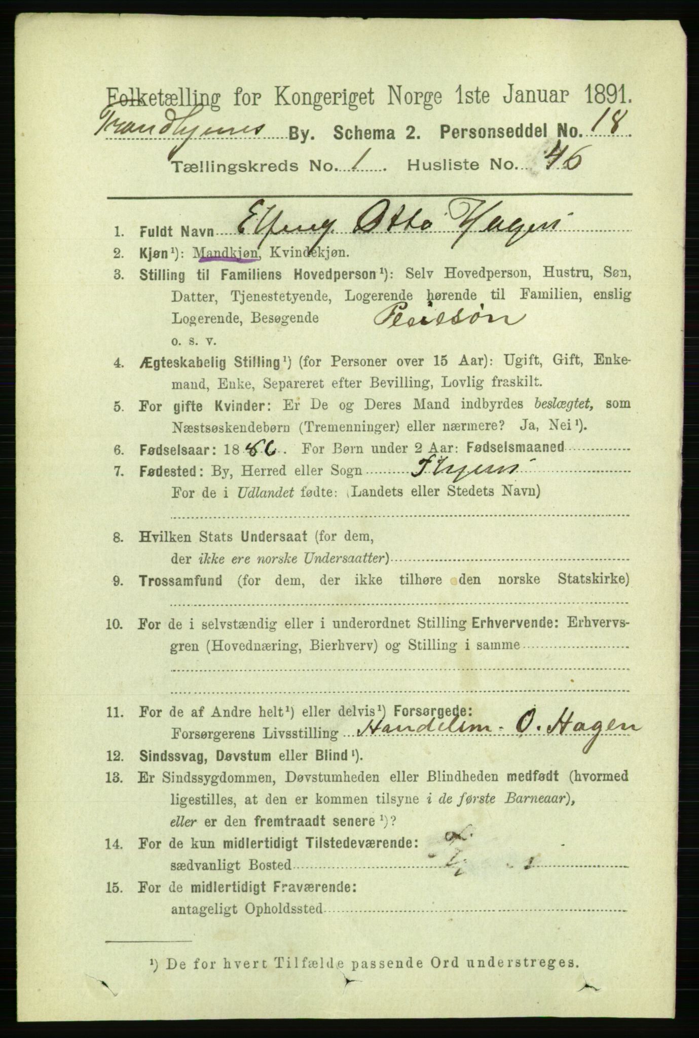 RA, 1891 census for 1601 Trondheim, 1891, p. 3150