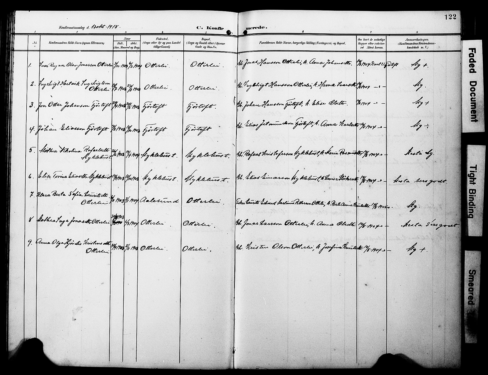 Ministerialprotokoller, klokkerbøker og fødselsregistre - Møre og Romsdal, AV/SAT-A-1454/538/L0524: Parish register (copy) no. 538C02, 1901-1931, p. 122