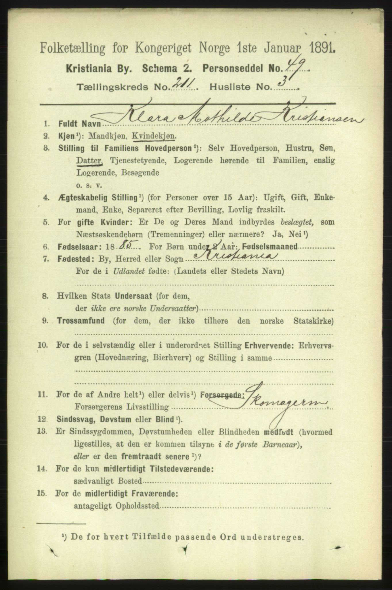 RA, 1891 census for 0301 Kristiania, 1891, p. 125974