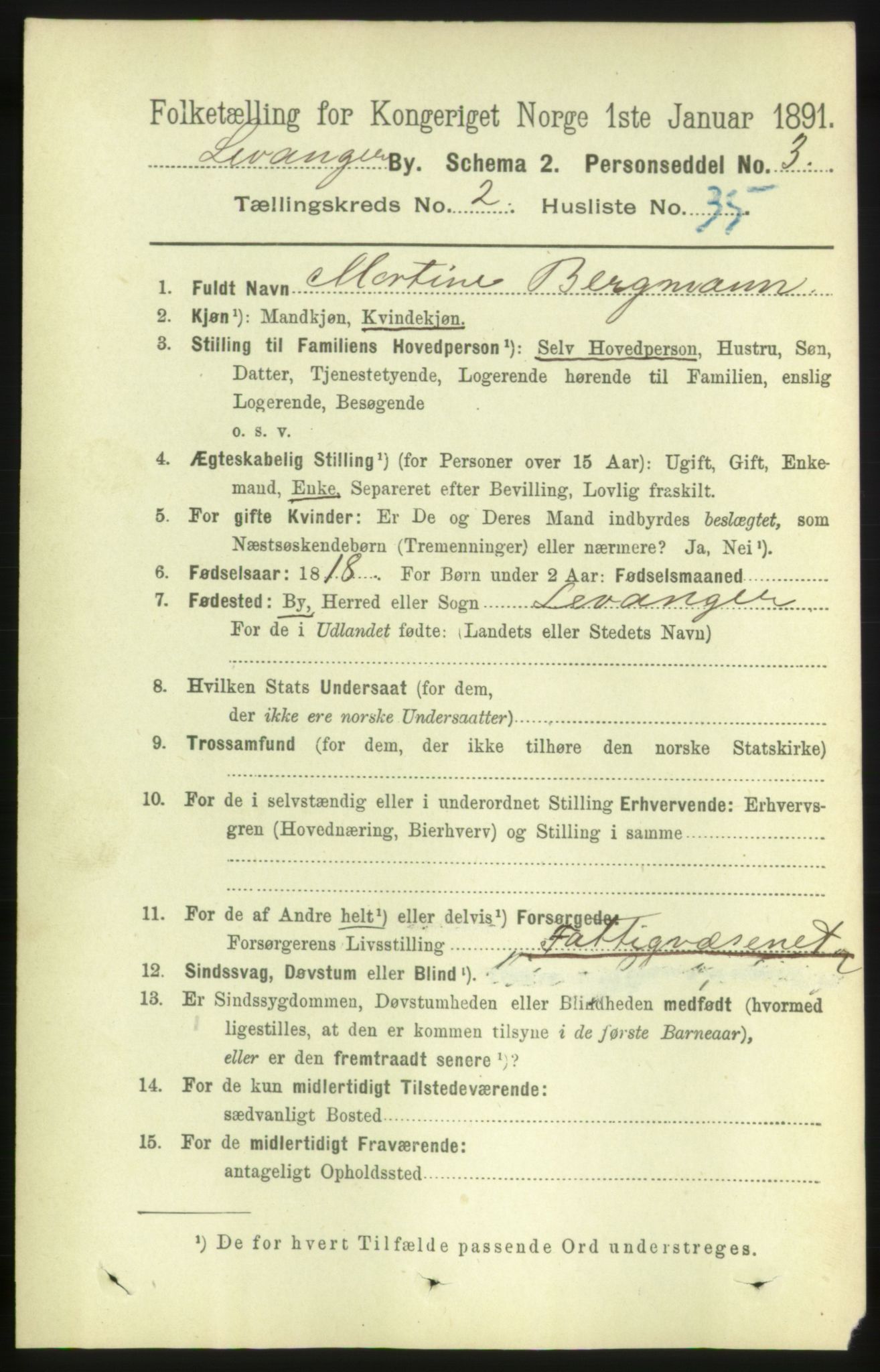 RA, 1891 census for 1701 Levanger, 1891, p. 763