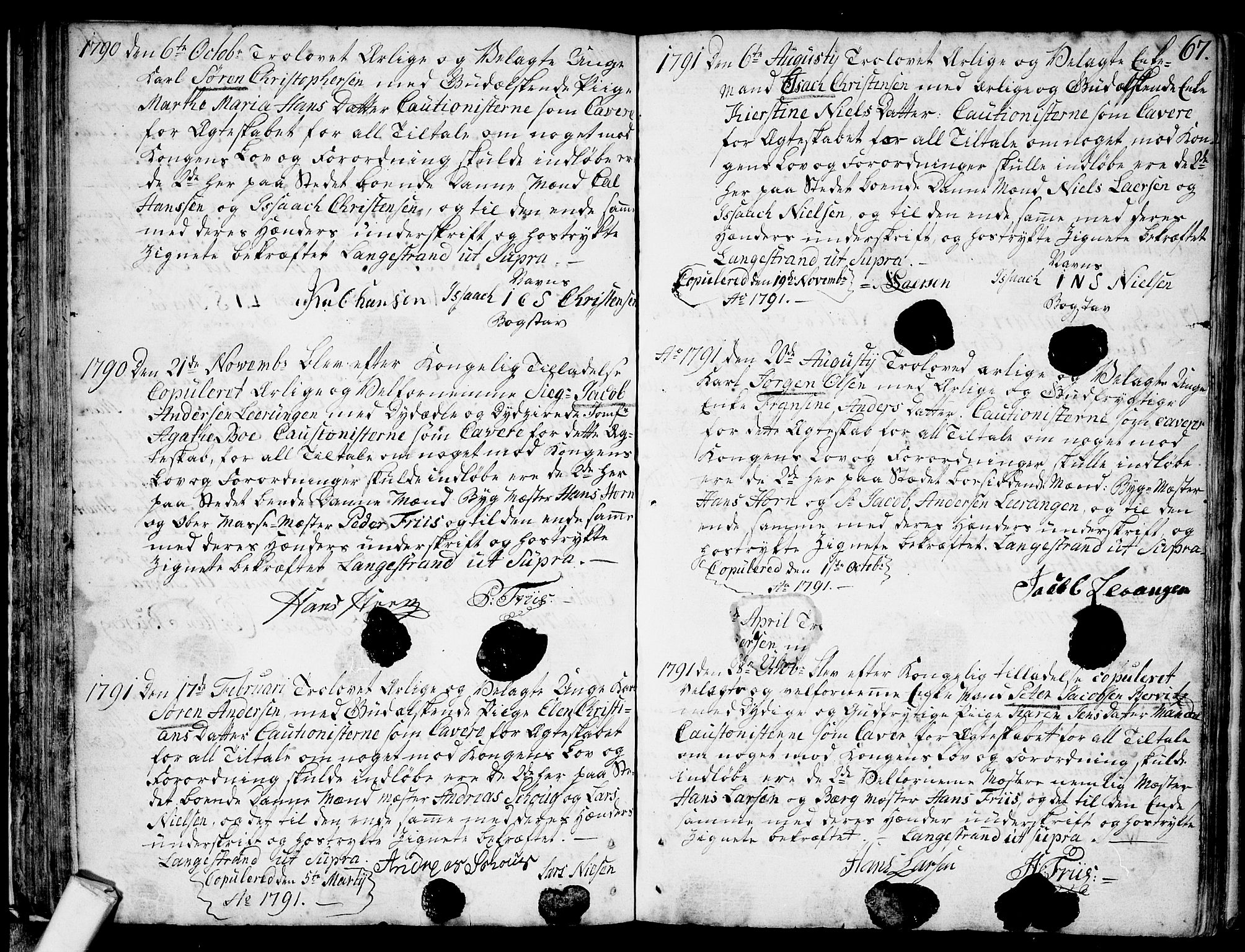 Larvik kirkebøker, SAKO/A-352/F/Fb/L0001: Parish register (official) no. II 1, 1779-1817, p. 67