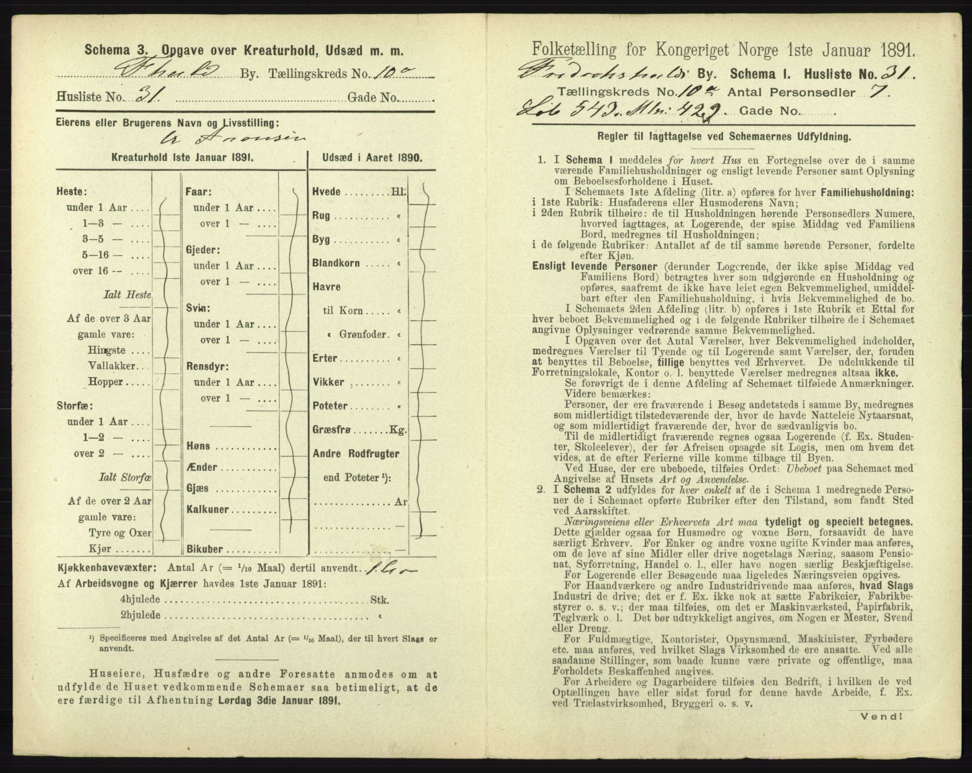 RA, 1891 census for 0101 Fredrikshald, 1891, p. 982