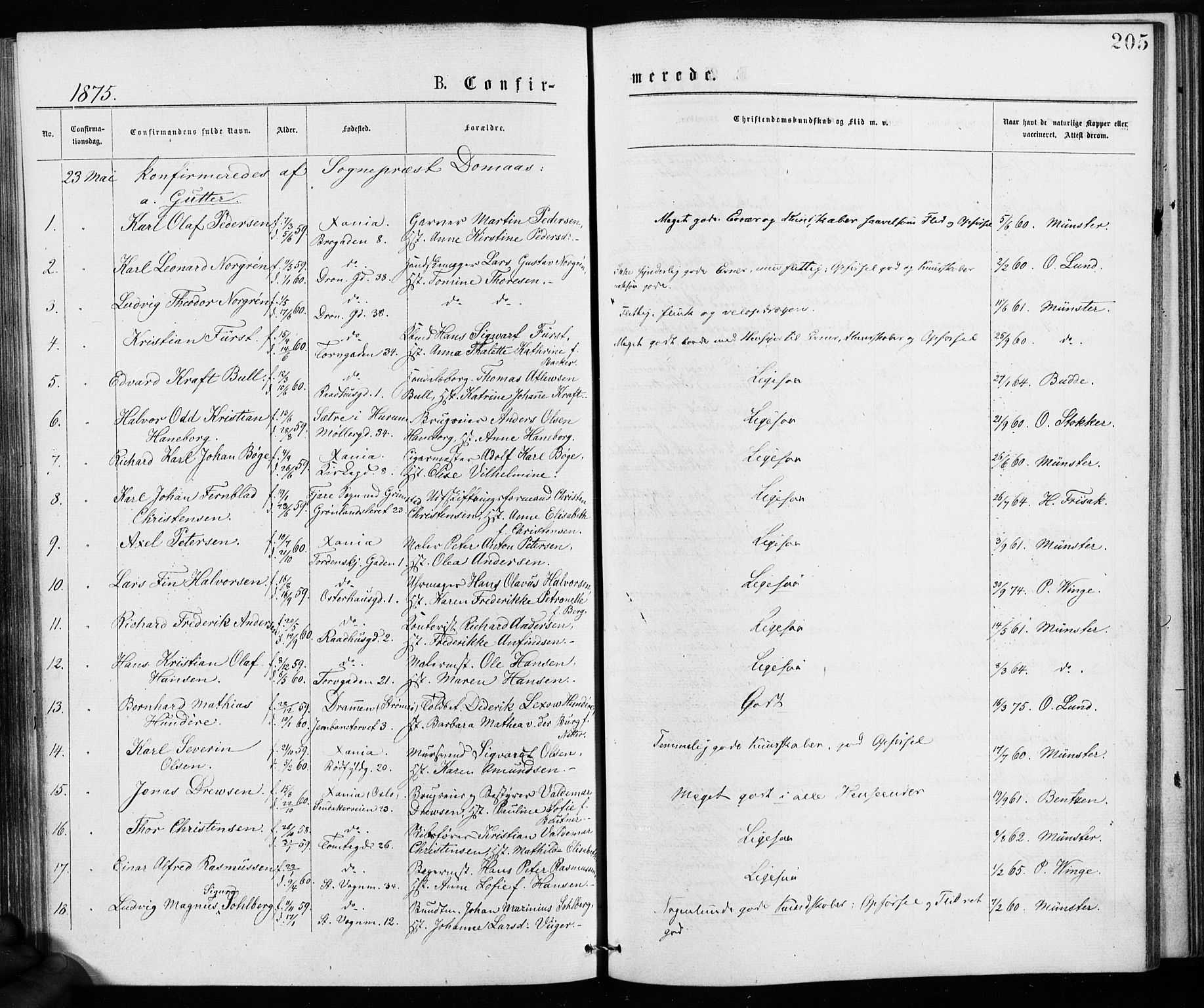 Jakob prestekontor Kirkebøker, SAO/A-10850/F/Fa/L0001: Parish register (official) no. 1, 1875-1924, p. 205