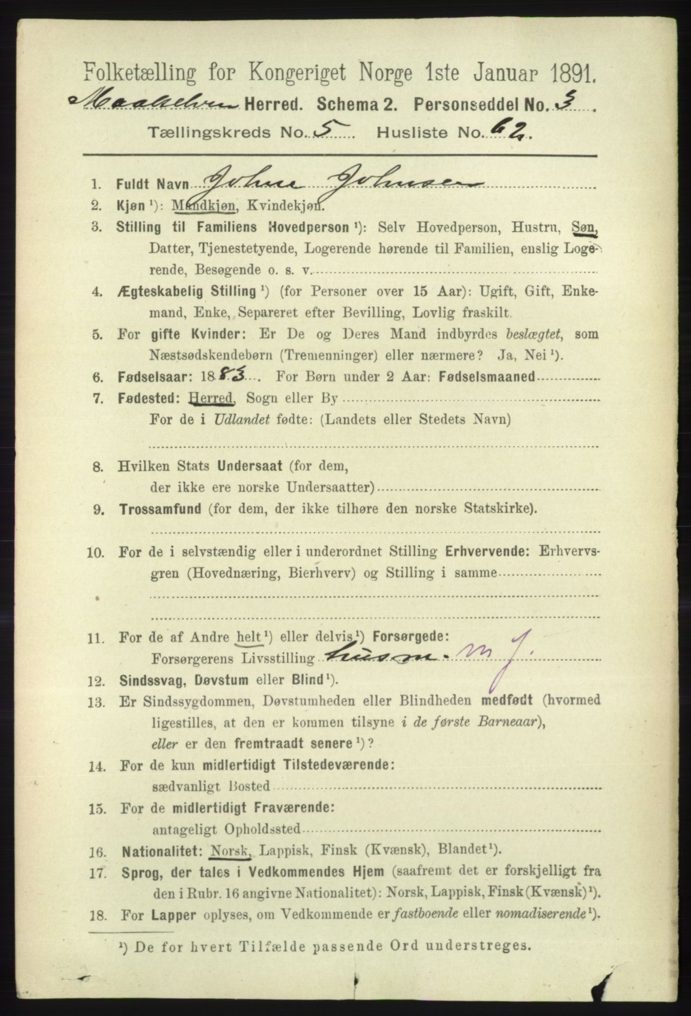 RA, 1891 census for 1924 Målselv, 1891, p. 2012