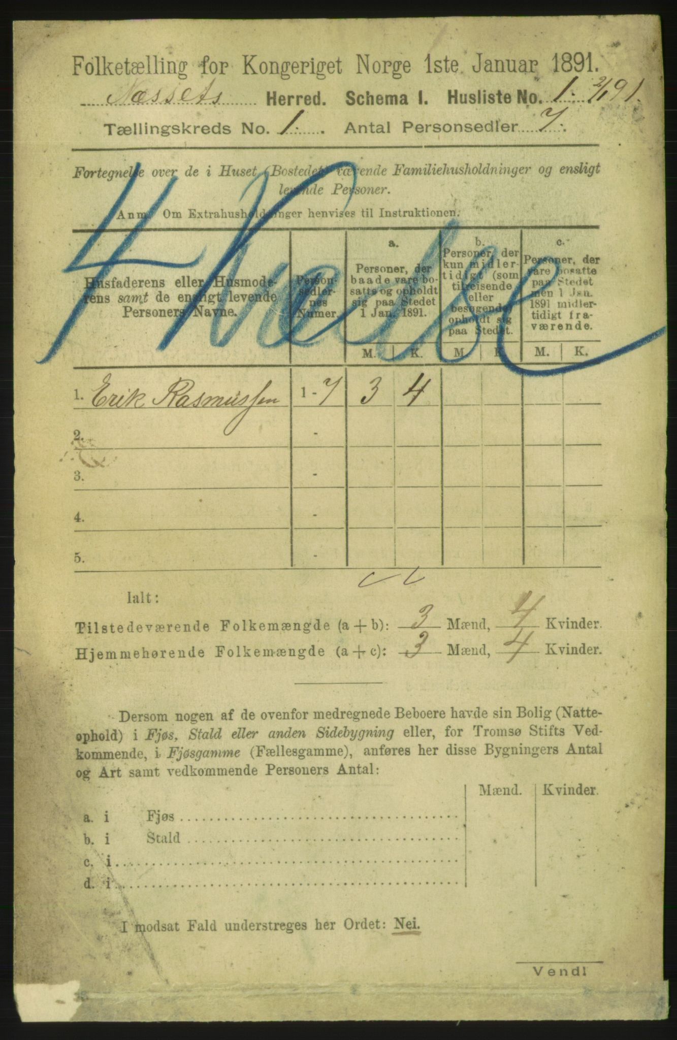 RA, 1891 census for 1543 Nesset, 1891, p. 15