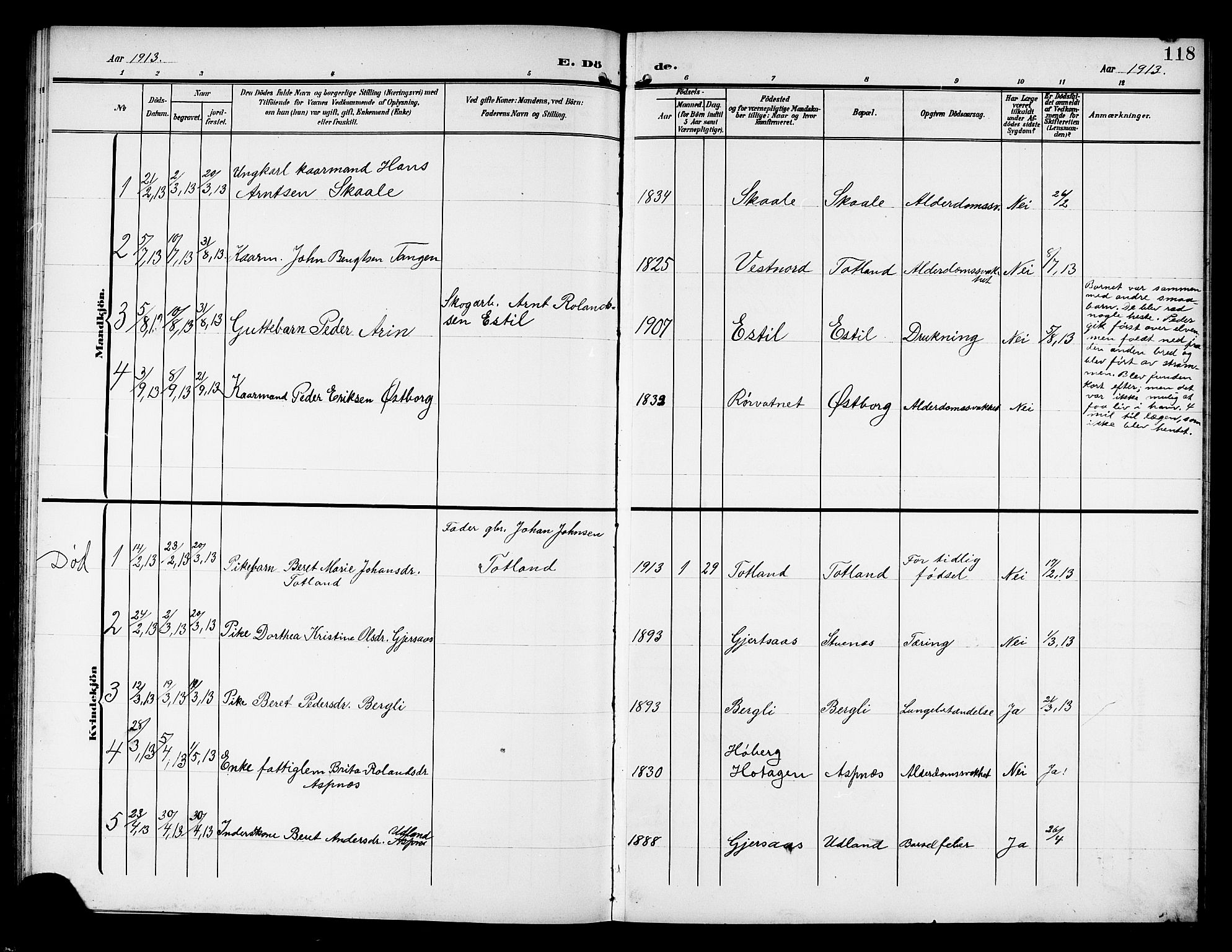 Ministerialprotokoller, klokkerbøker og fødselsregistre - Nord-Trøndelag, AV/SAT-A-1458/757/L0506: Parish register (copy) no. 757C01, 1904-1922, p. 118