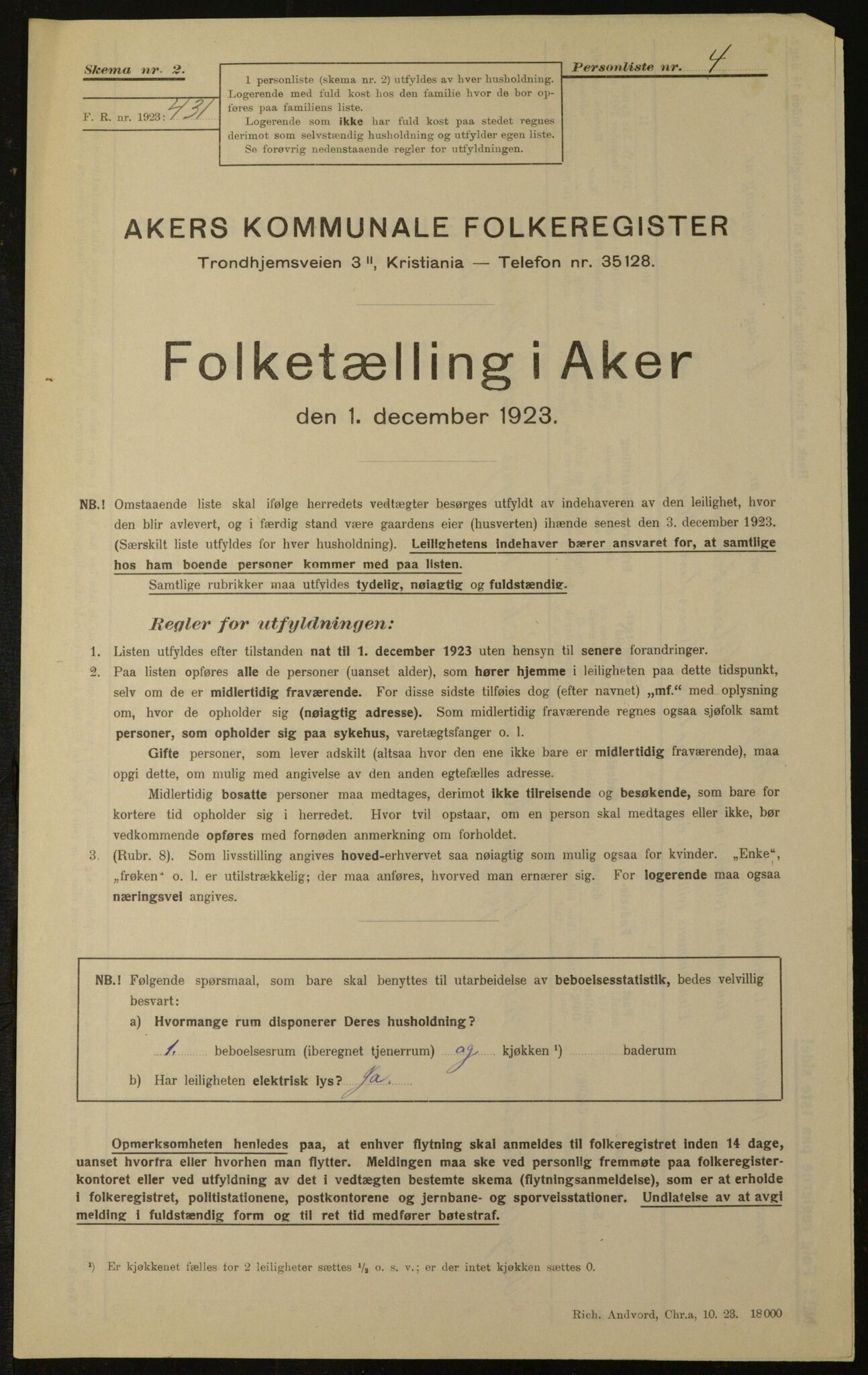 , Municipal Census 1923 for Aker, 1923, p. 2674