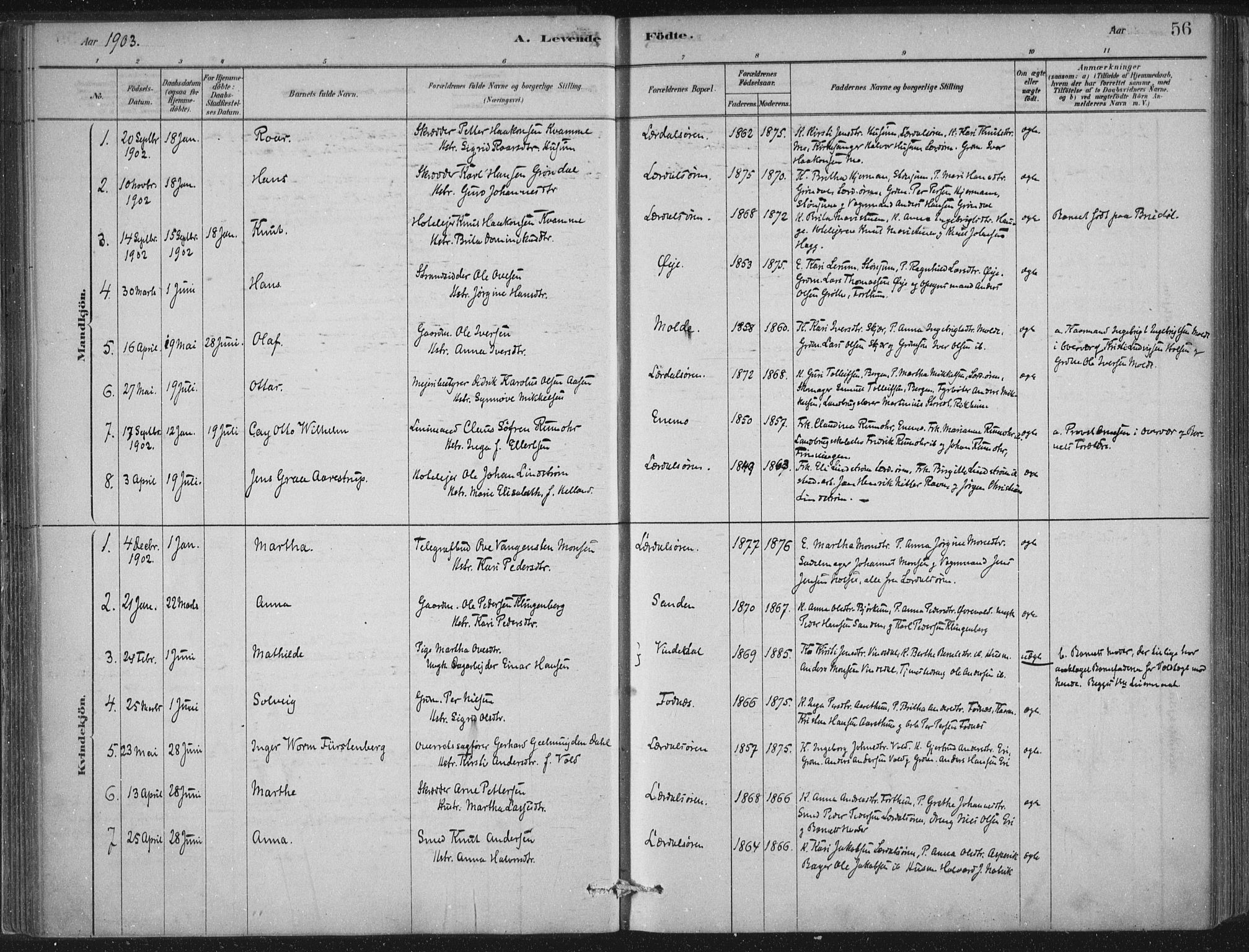 Lærdal sokneprestembete, SAB/A-81201: Parish register (official) no. D  1, 1878-1908, p. 56