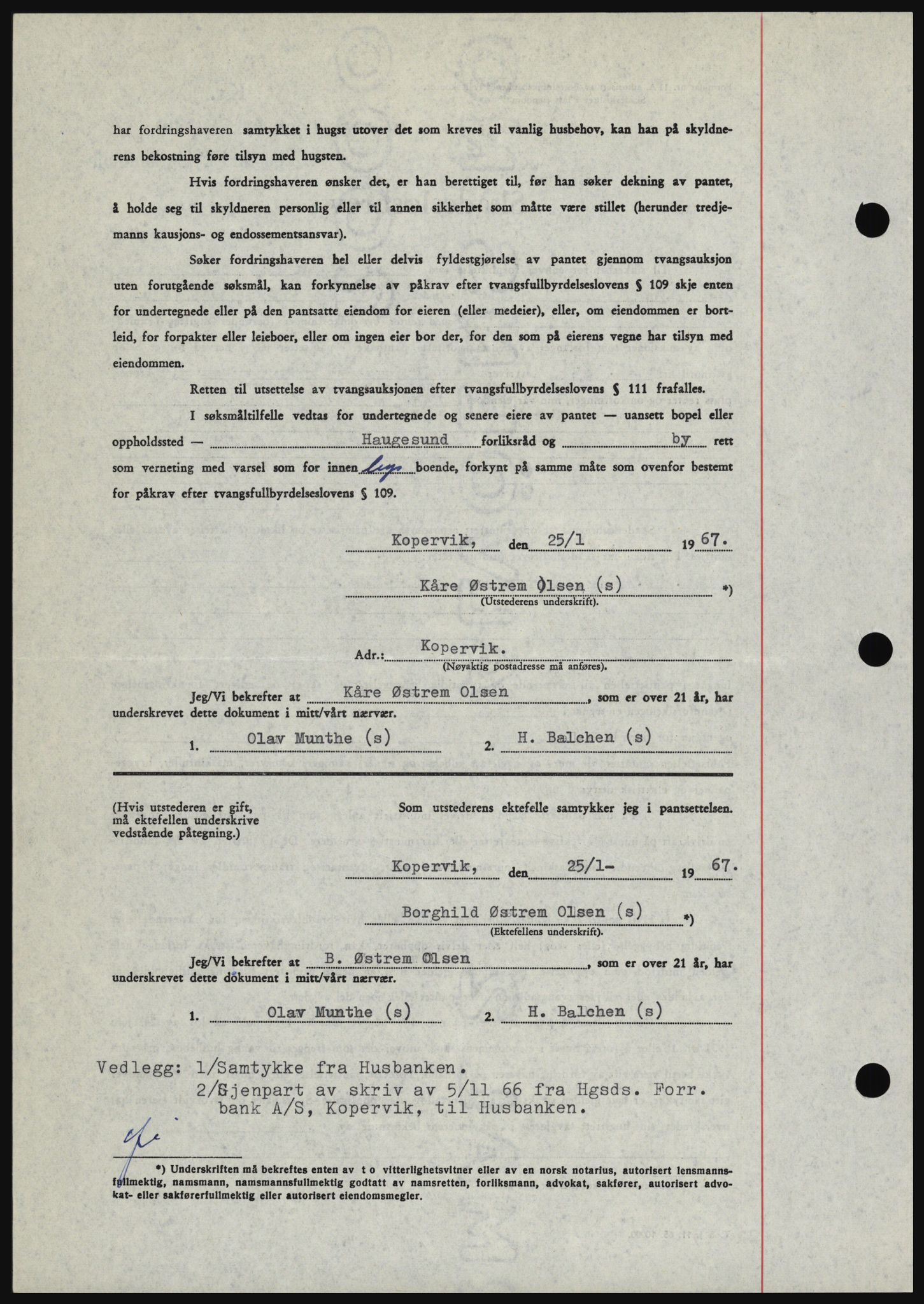 Haugesund tingrett, SAST/A-101415/01/II/IIC/L0056: Mortgage book no. B 56, 1966-1967, Diary no: : 297/1967