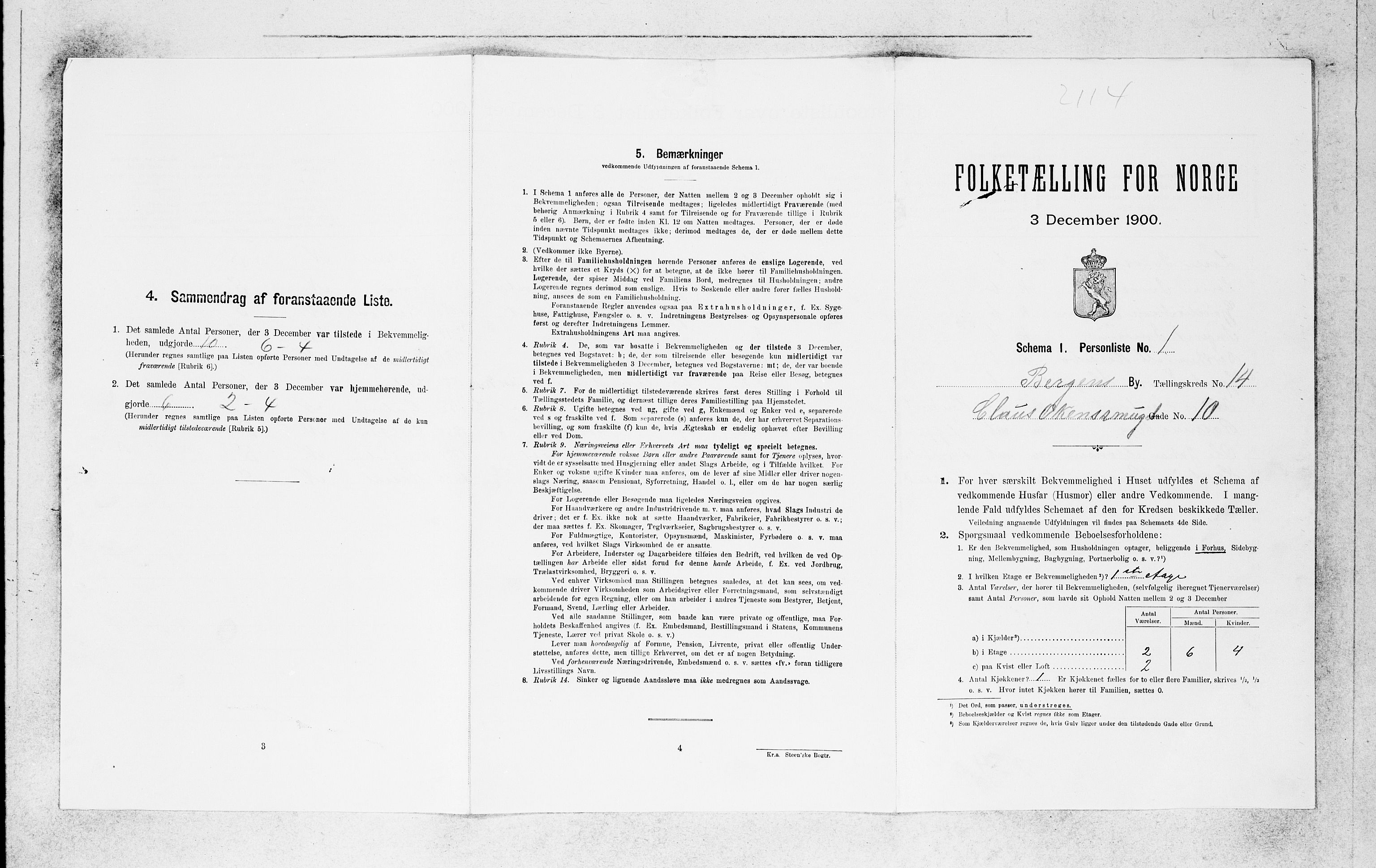 SAB, 1900 census for Bergen, 1900, p. 2645