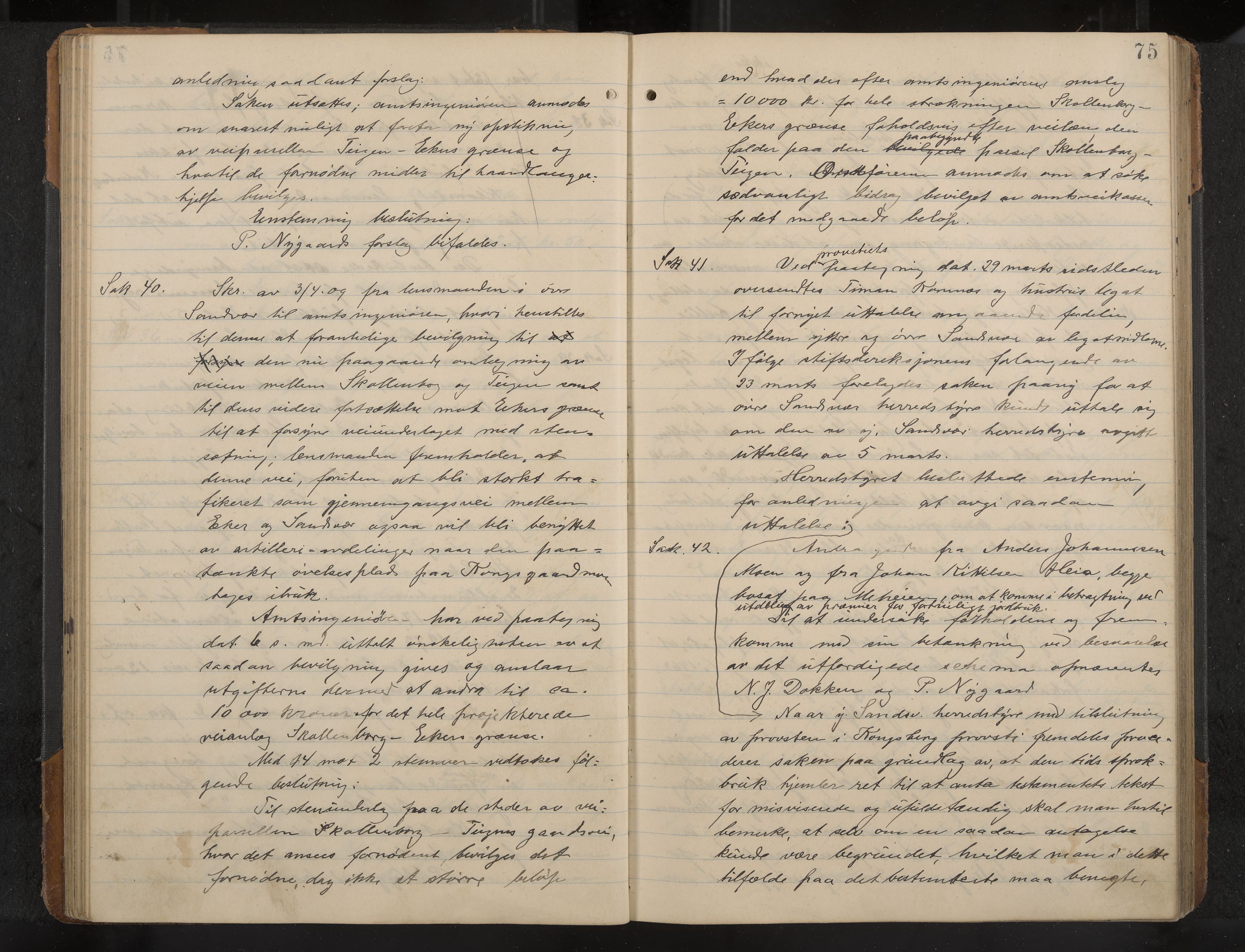 Øvre Sandsvær formannskap og sentraladministrasjon, IKAK/0630021/A/L0001: Møtebok med register, 1908-1913, p. 75