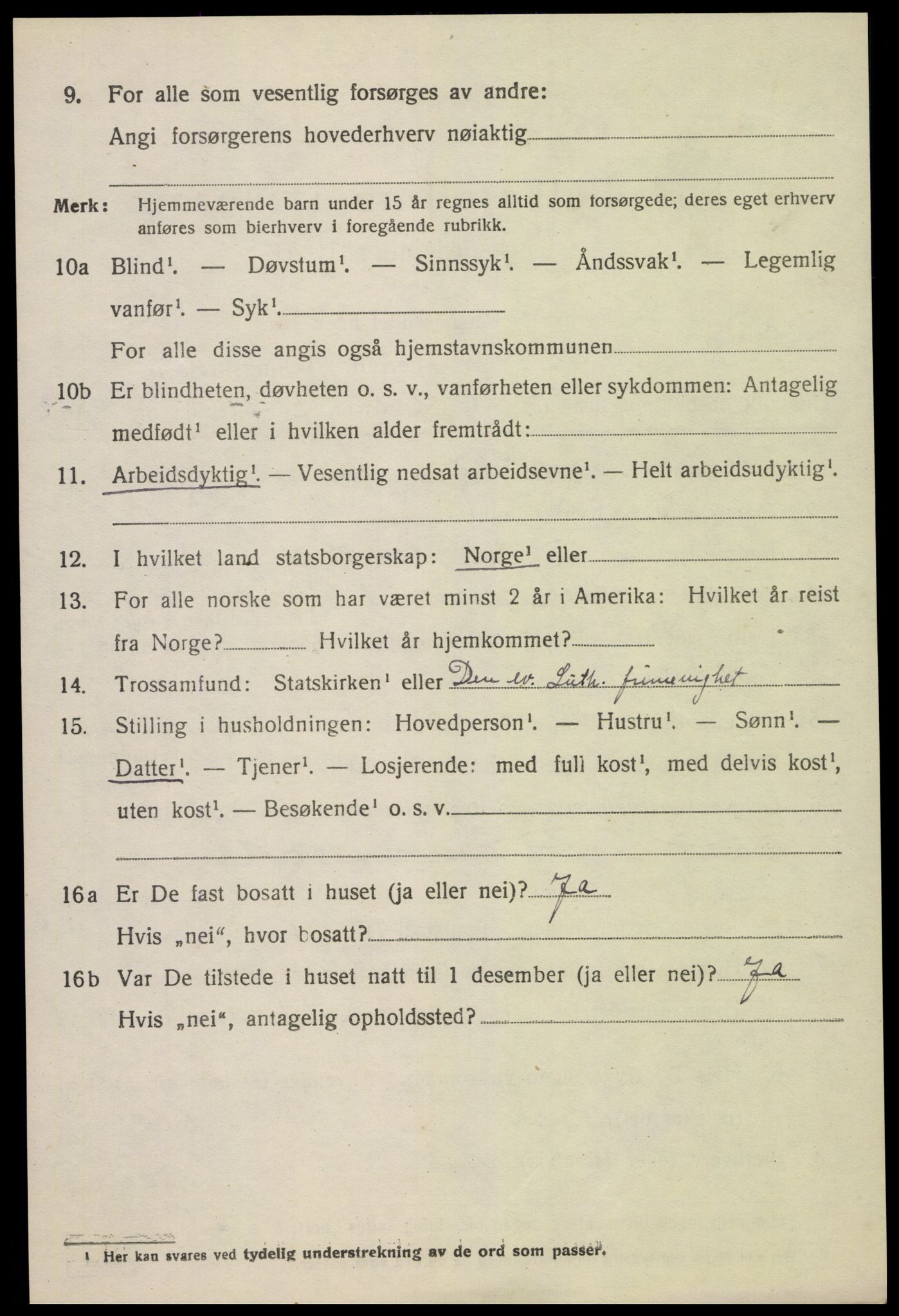 SAK, 1920 census for Austre Moland, 1920, p. 2226