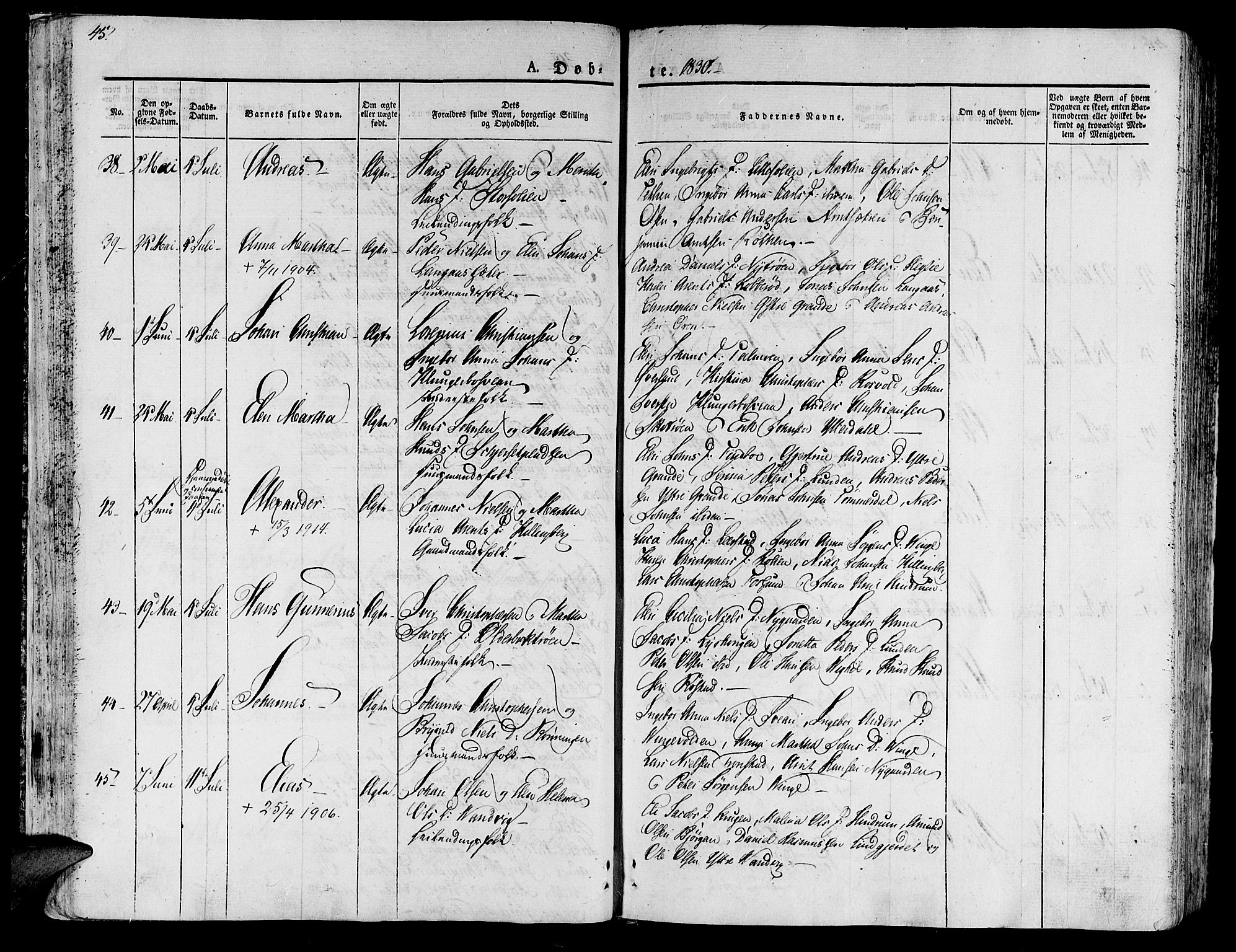 Ministerialprotokoller, klokkerbøker og fødselsregistre - Nord-Trøndelag, AV/SAT-A-1458/701/L0006: Parish register (official) no. 701A06, 1825-1841, p. 45