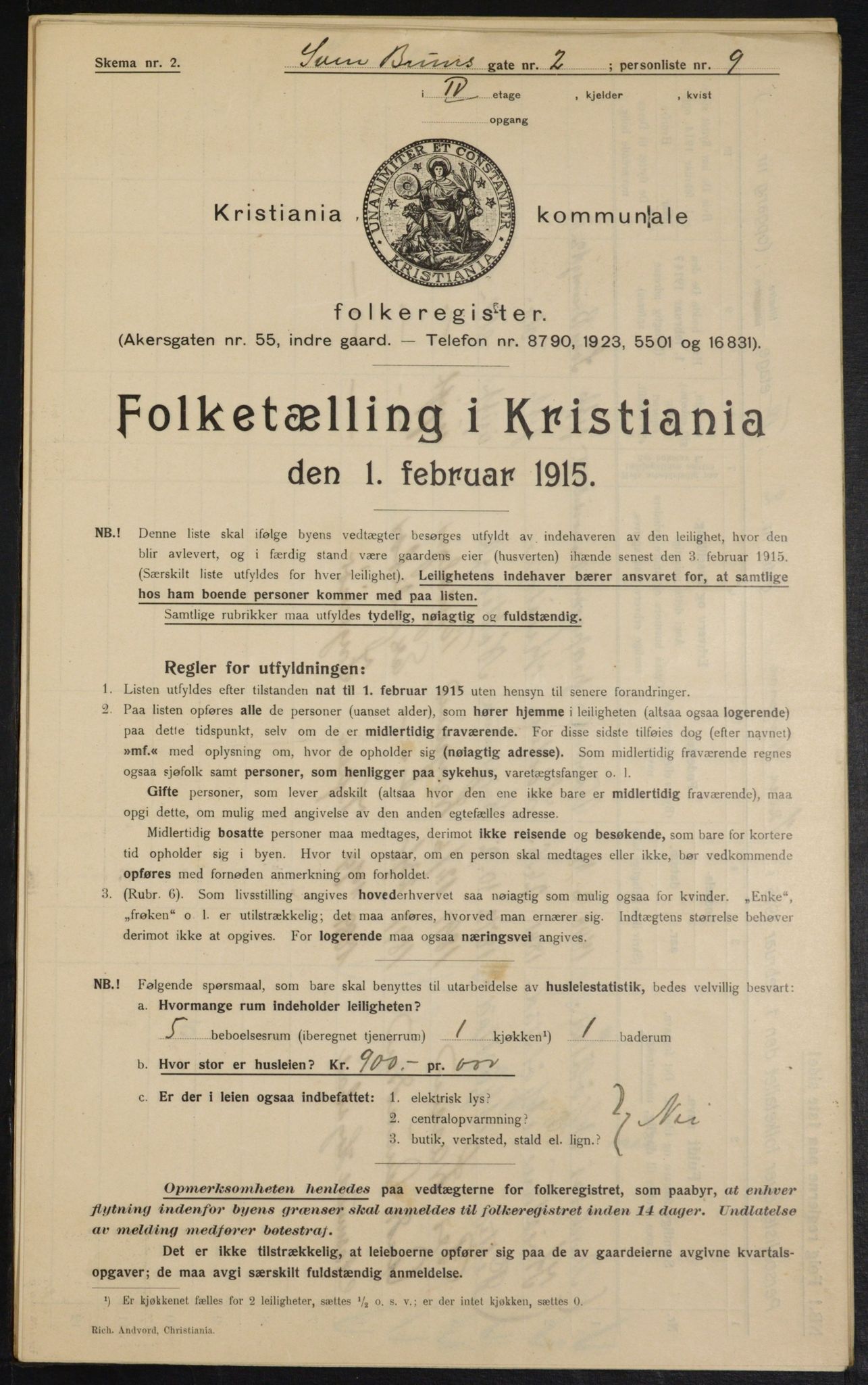 OBA, Municipal Census 1915 for Kristiania, 1915, p. 105034