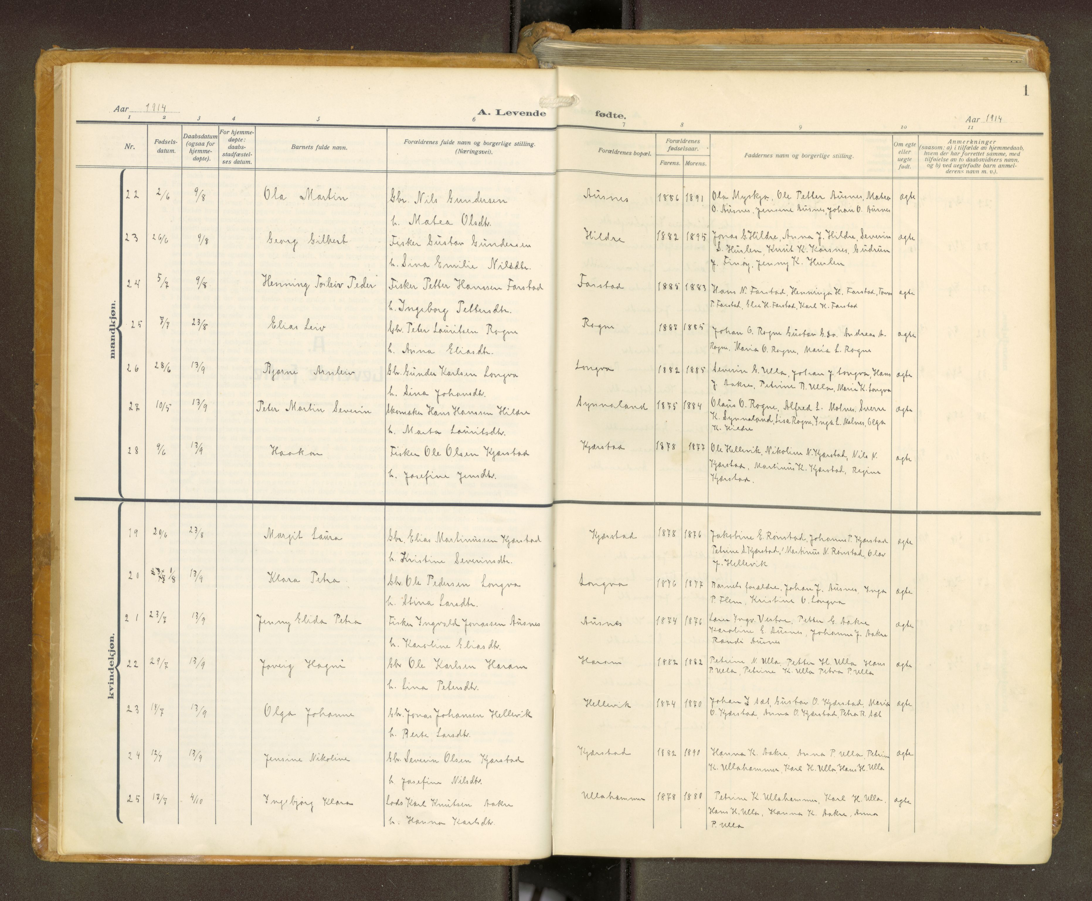 Ministerialprotokoller, klokkerbøker og fødselsregistre - Møre og Romsdal, AV/SAT-A-1454/536/L0518: Parish register (official) no. 536A--, 1914-1931, p. 1