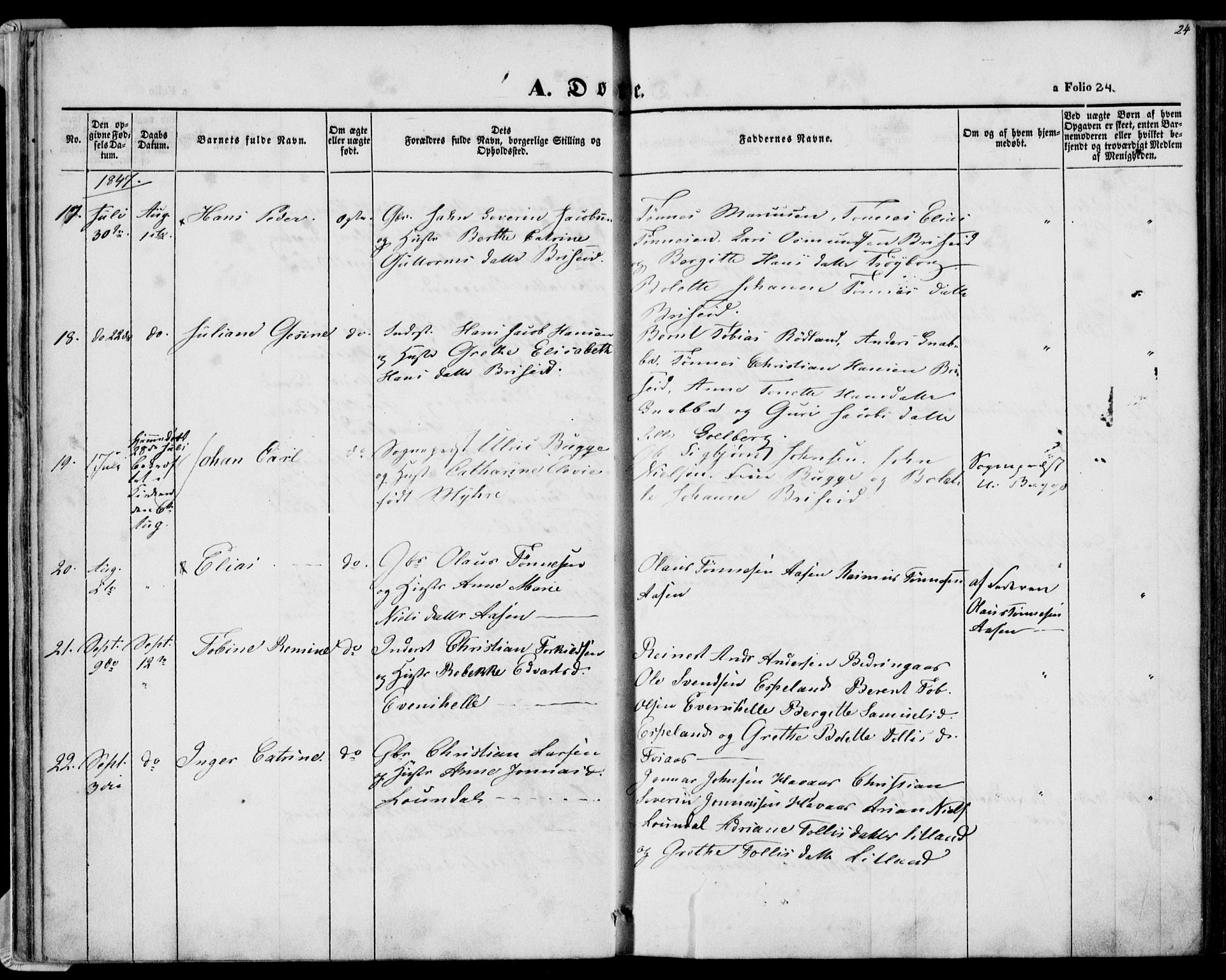 Herad sokneprestkontor, AV/SAK-1111-0018/F/Fa/Faa/L0004: Parish register (official) no. A 4, 1844-1853, p. 24