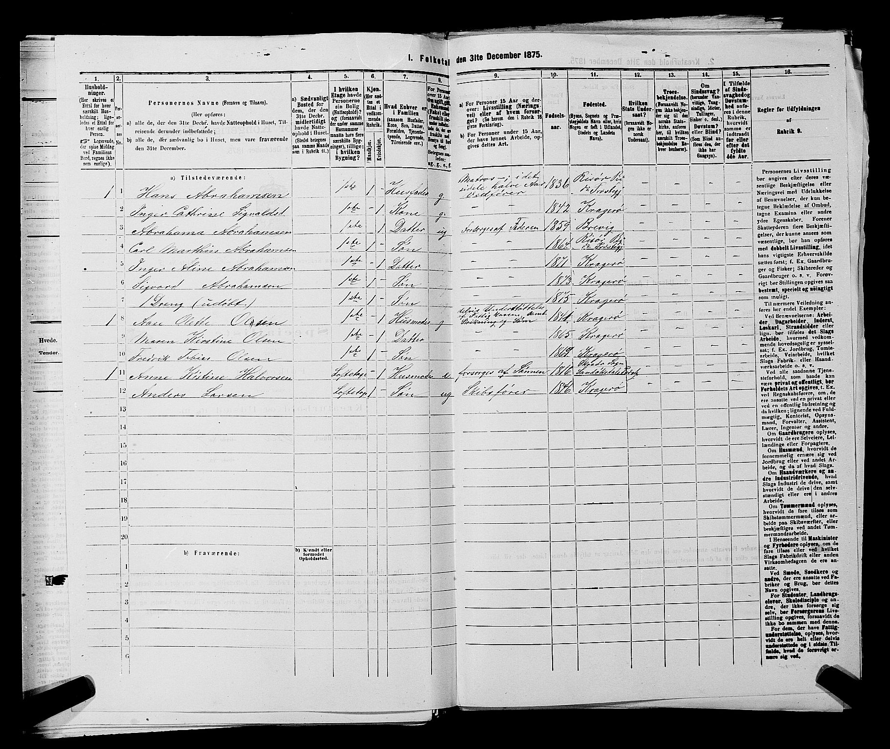 SAKO, 1875 census for 0801P Kragerø, 1875, p. 541