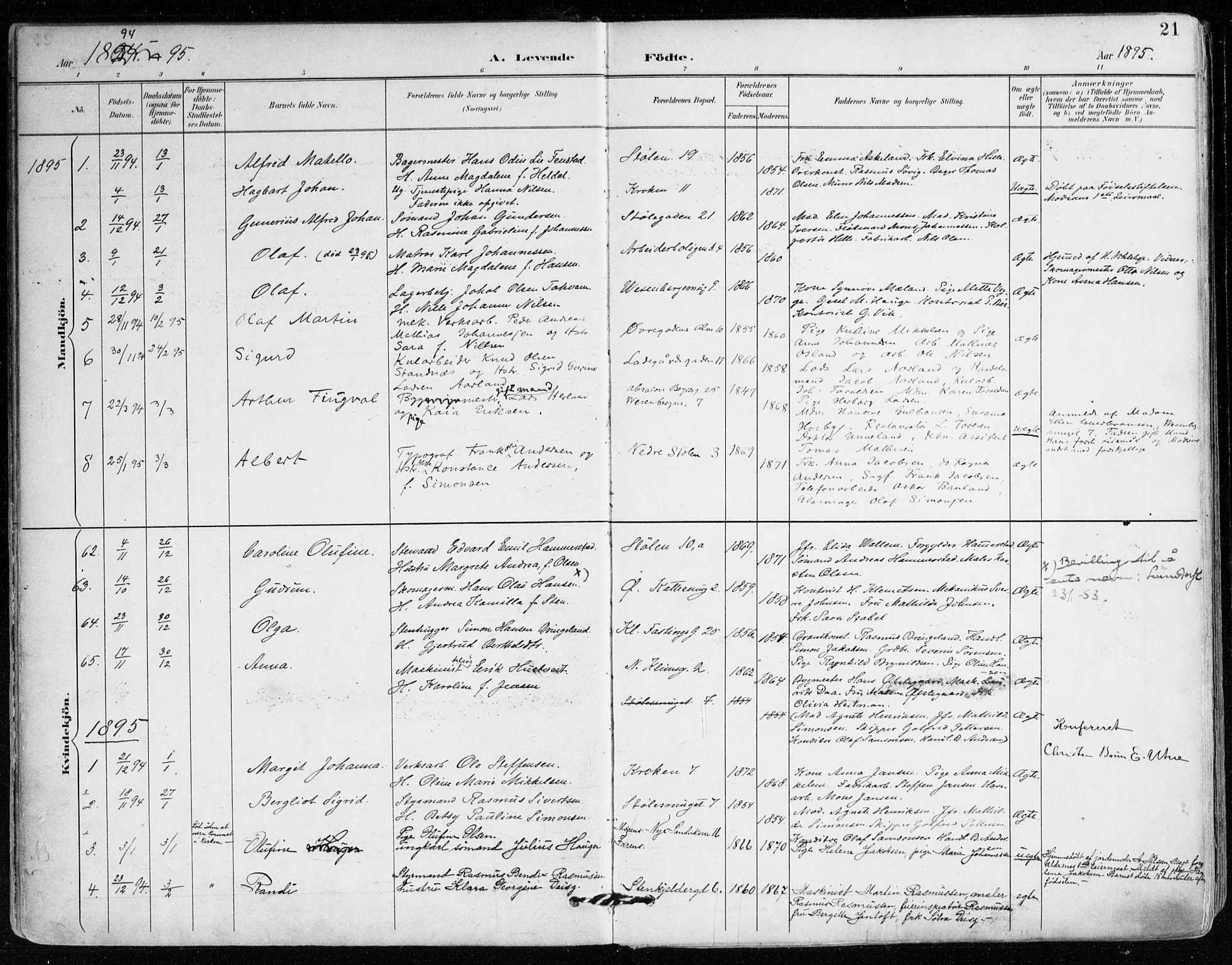 Mariakirken Sokneprestembete, AV/SAB-A-76901/H/Haa/L0008: Parish register (official) no. A 8, 1893-1942, p. 21