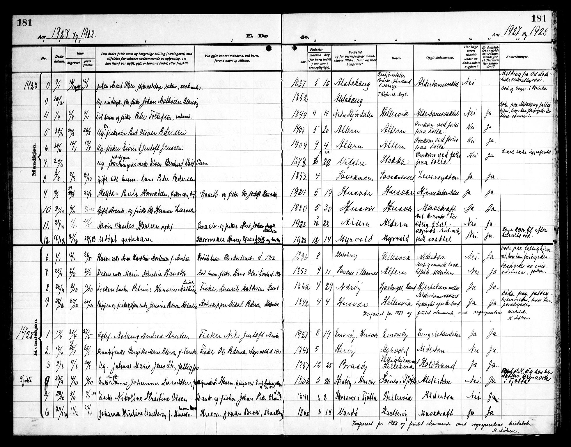 Ministerialprotokoller, klokkerbøker og fødselsregistre - Nordland, AV/SAT-A-1459/830/L0466: Parish register (copy) no. 830C08, 1920-1945, p. 181