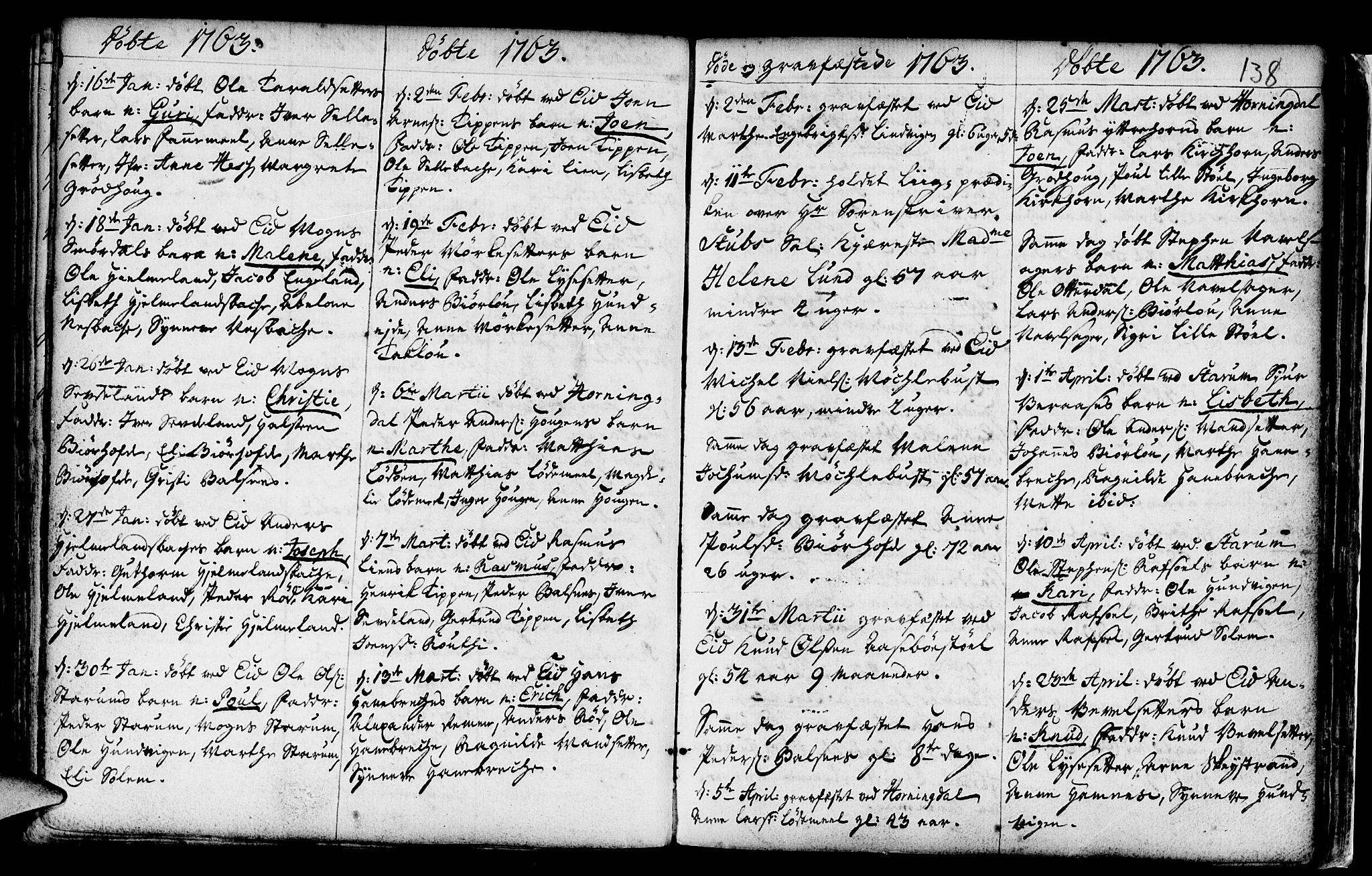 Eid sokneprestembete, SAB/A-82301/H/Haa/Haaa/L0002: Parish register (official) no. A 2, 1741-1769, p. 138