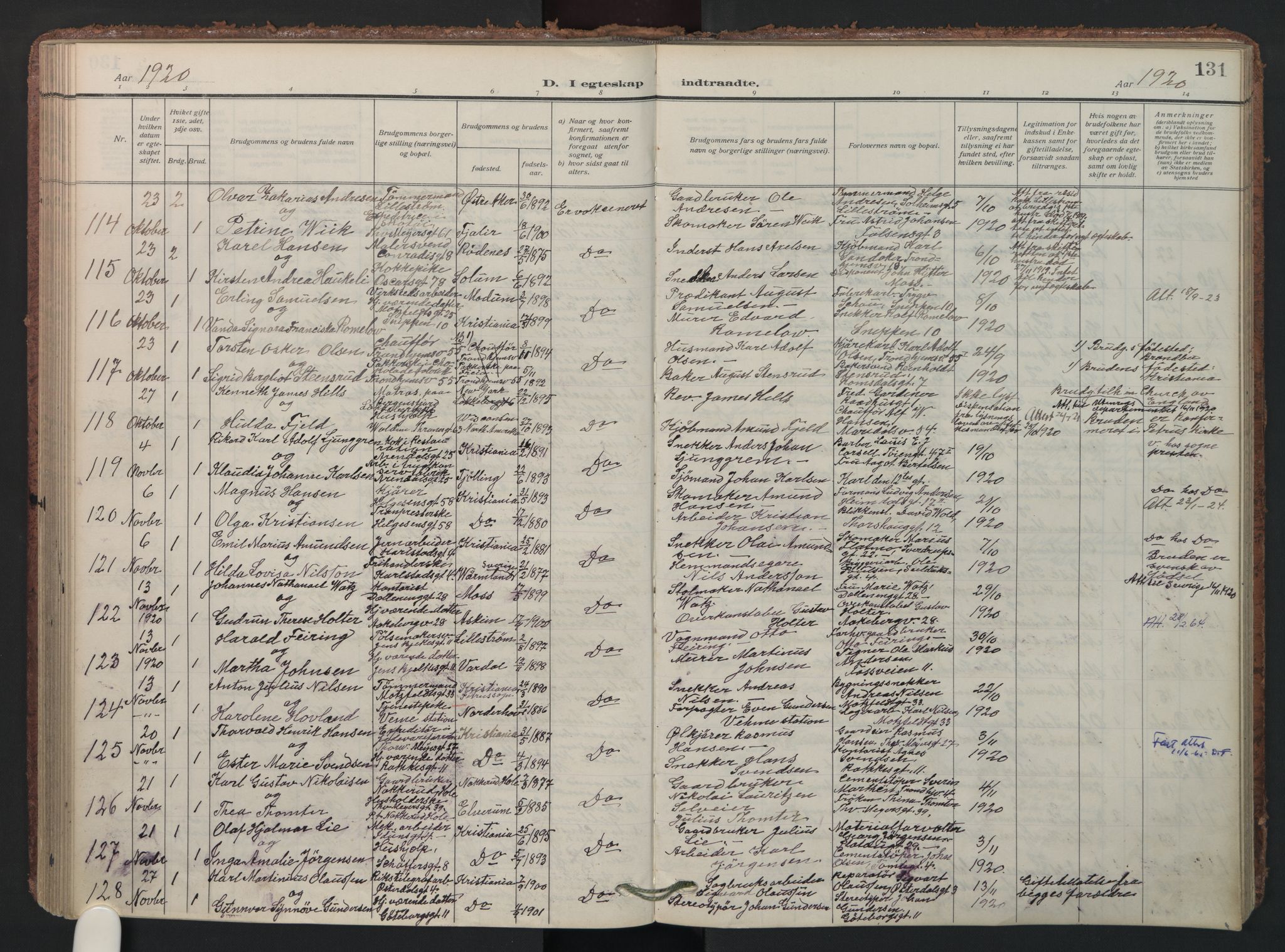 Petrus prestekontor Kirkebøker, AV/SAO-A-10872/F/Fa/L0013: Parish register (official) no. 13, 1911-1925, p. 131