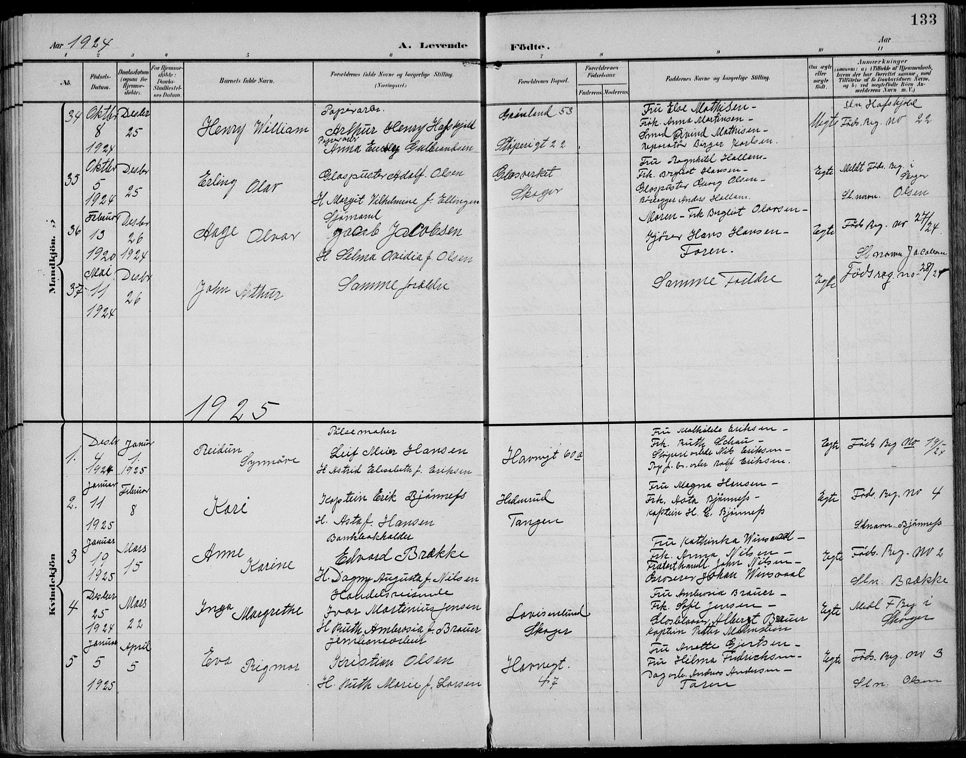 Strømsø kirkebøker, AV/SAKO-A-246/F/Fb/L0008: Parish register (official) no. II 8, 1902-1933, p. 133