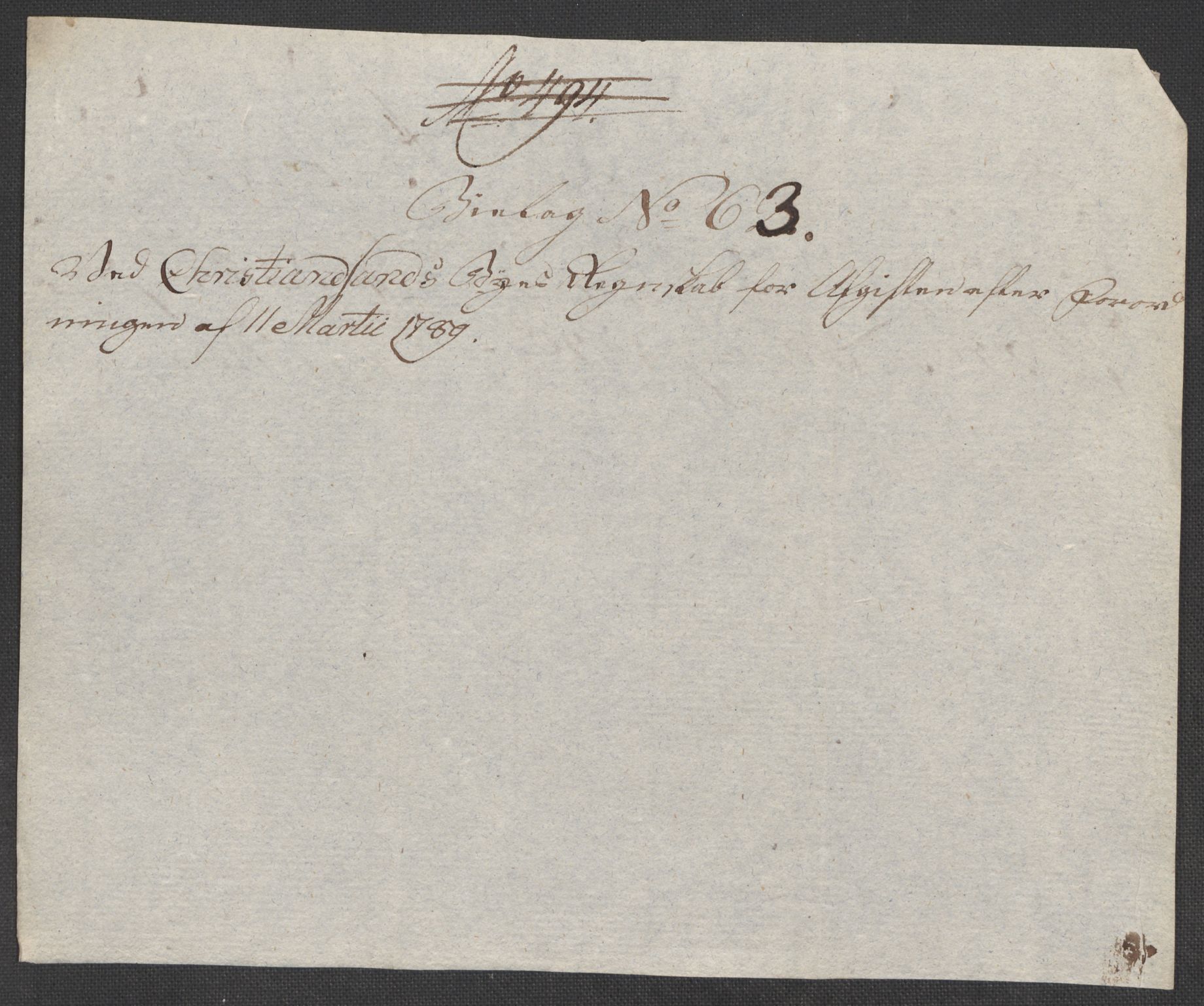 Rentekammeret inntil 1814, Reviderte regnskaper, Mindre regnskaper, AV/RA-EA-4068/Rf/Rfe/L0008: Kristiansand. Kristiansund. Fredrikshald (Halden), 1789, p. 120