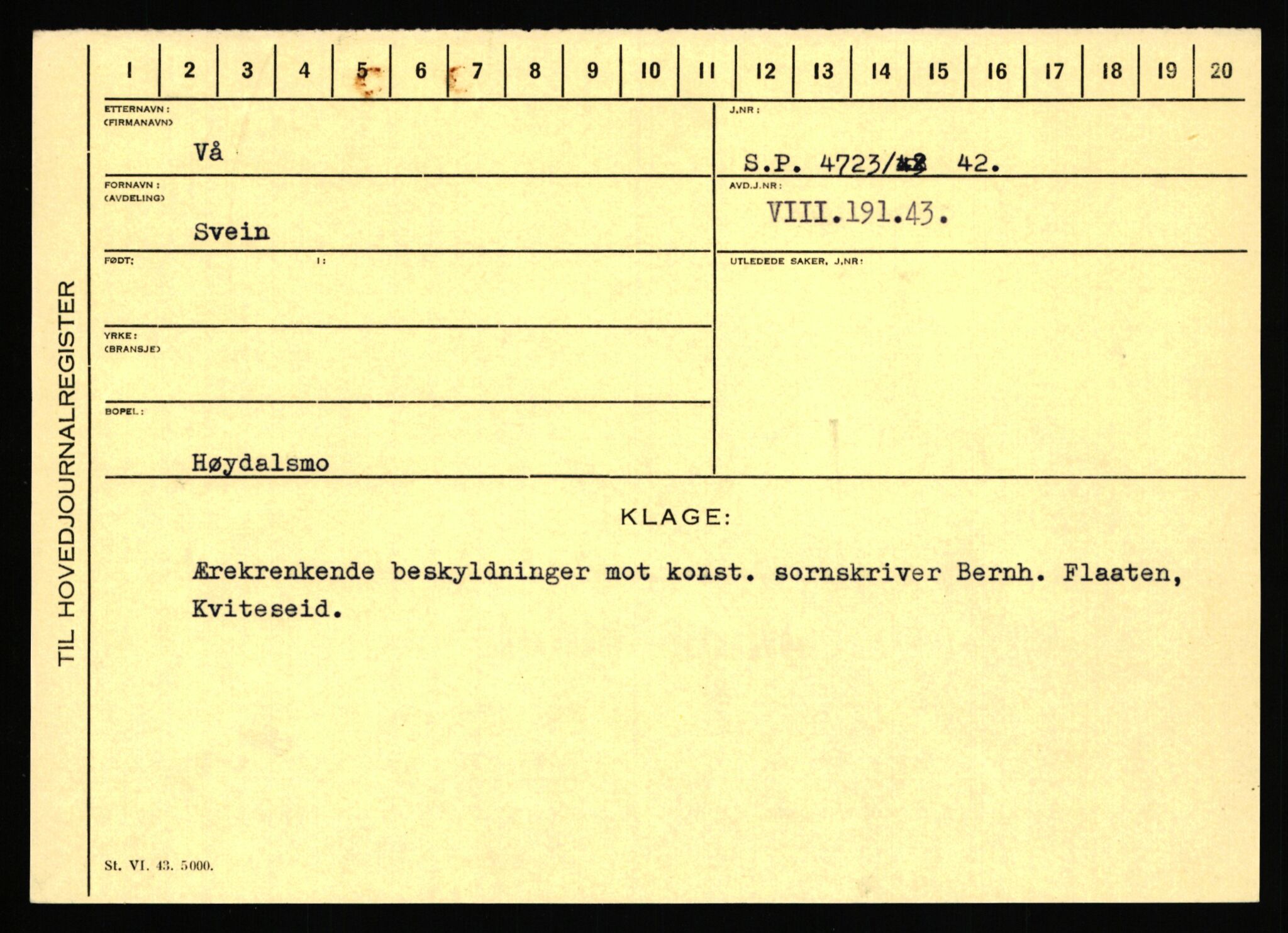 Statspolitiet - Hovedkontoret / Osloavdelingen, AV/RA-S-1329/C/Ca/L0016: Uberg - Øystese, 1943-1945, p. 417
