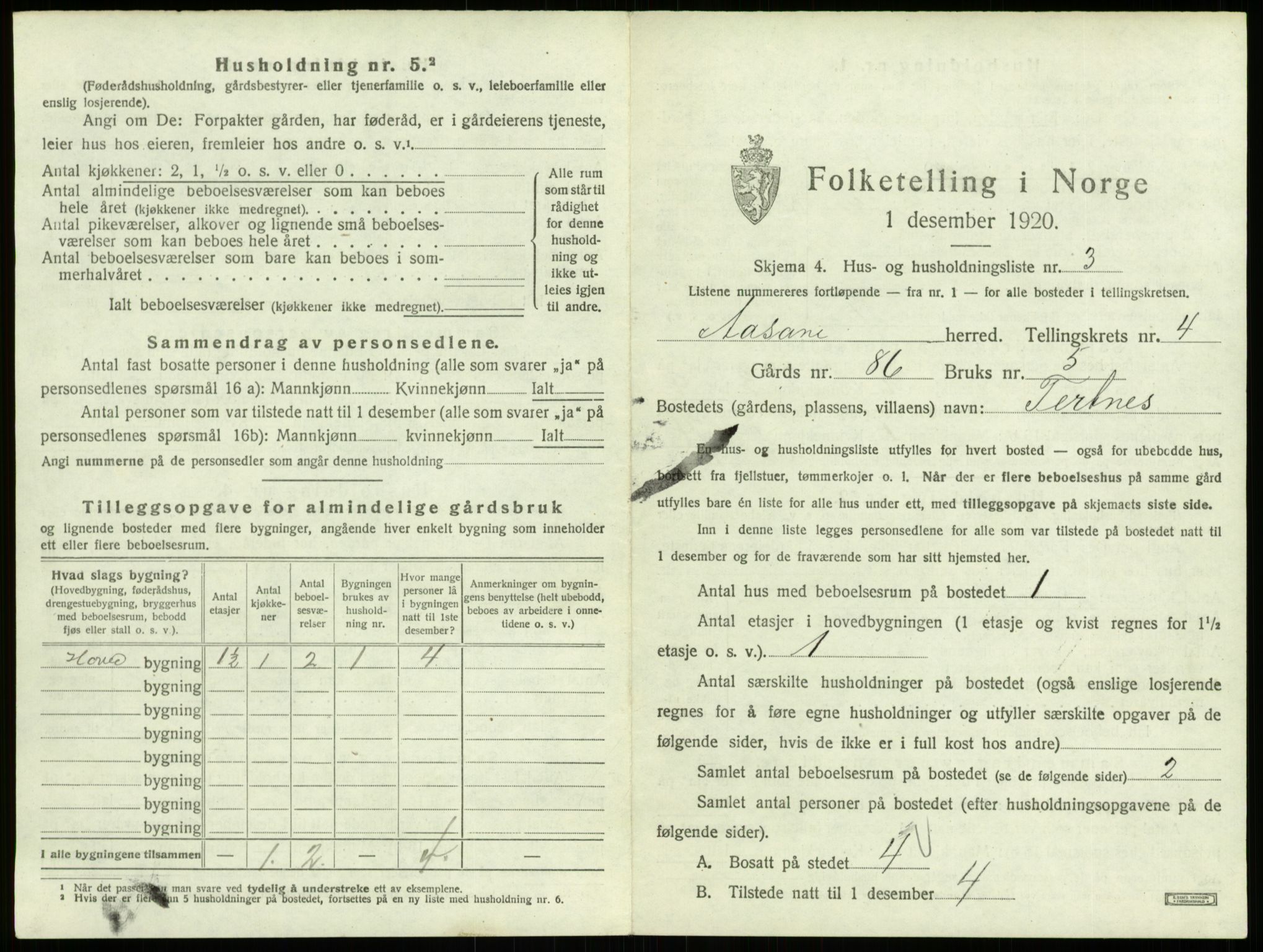 SAB, 1920 census for Åsane, 1920, p. 264