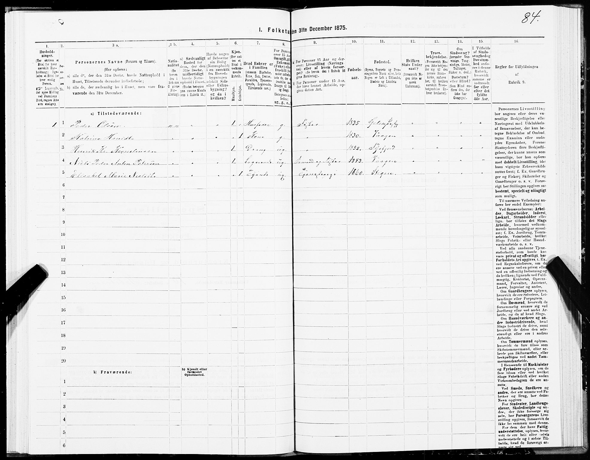 SAT, 1875 census for 1865P Vågan, 1875, p. 2084