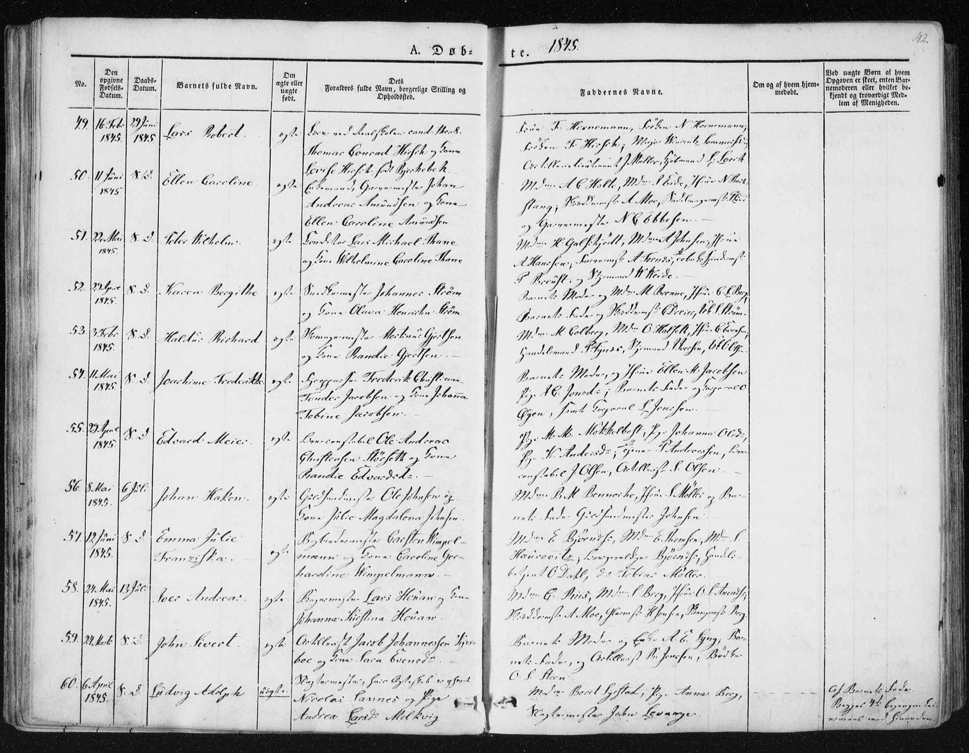 Ministerialprotokoller, klokkerbøker og fødselsregistre - Sør-Trøndelag, SAT/A-1456/602/L0110: Parish register (official) no. 602A08, 1840-1854, p. 42