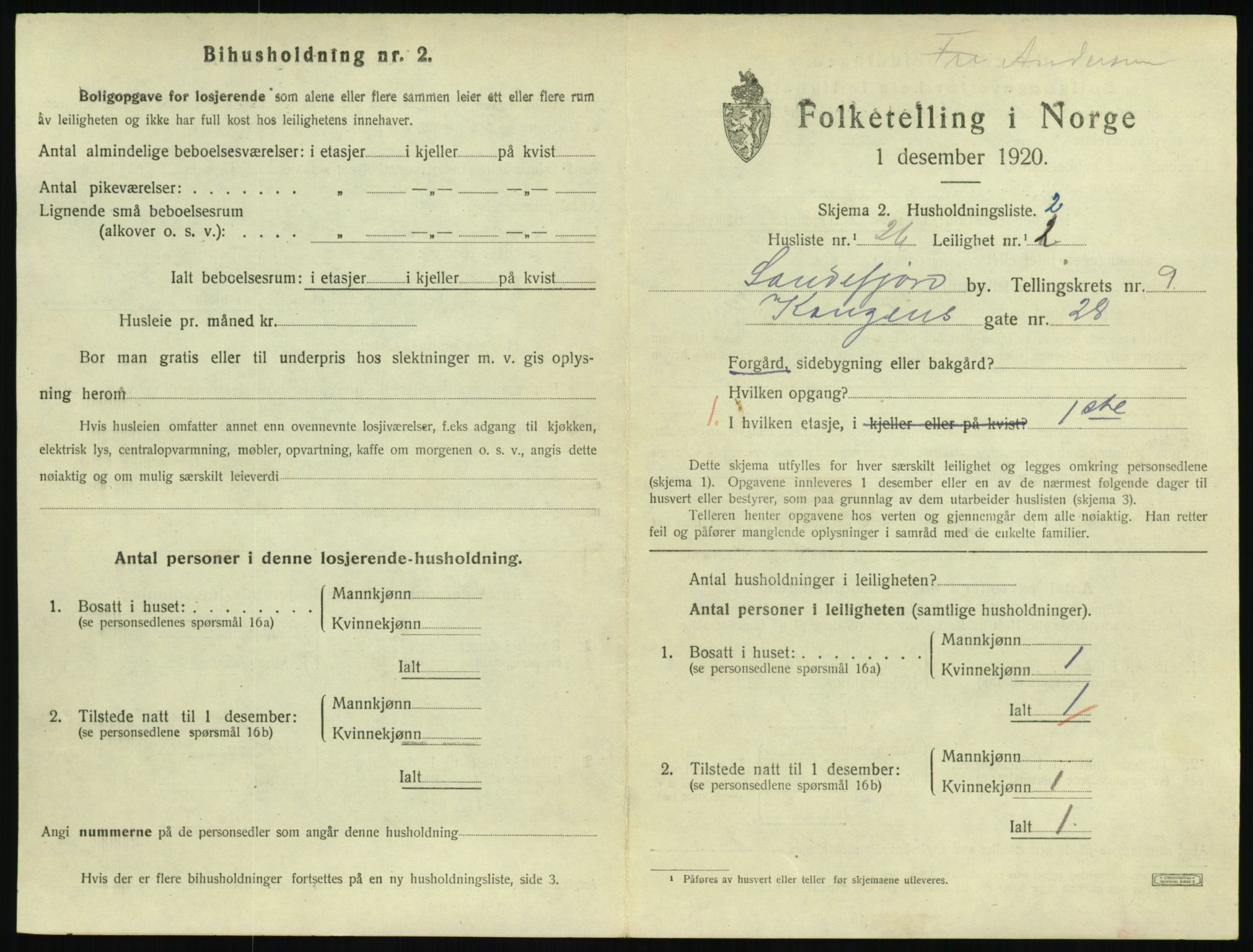 SAKO, 1920 census for Sandefjord, 1920, p. 3568