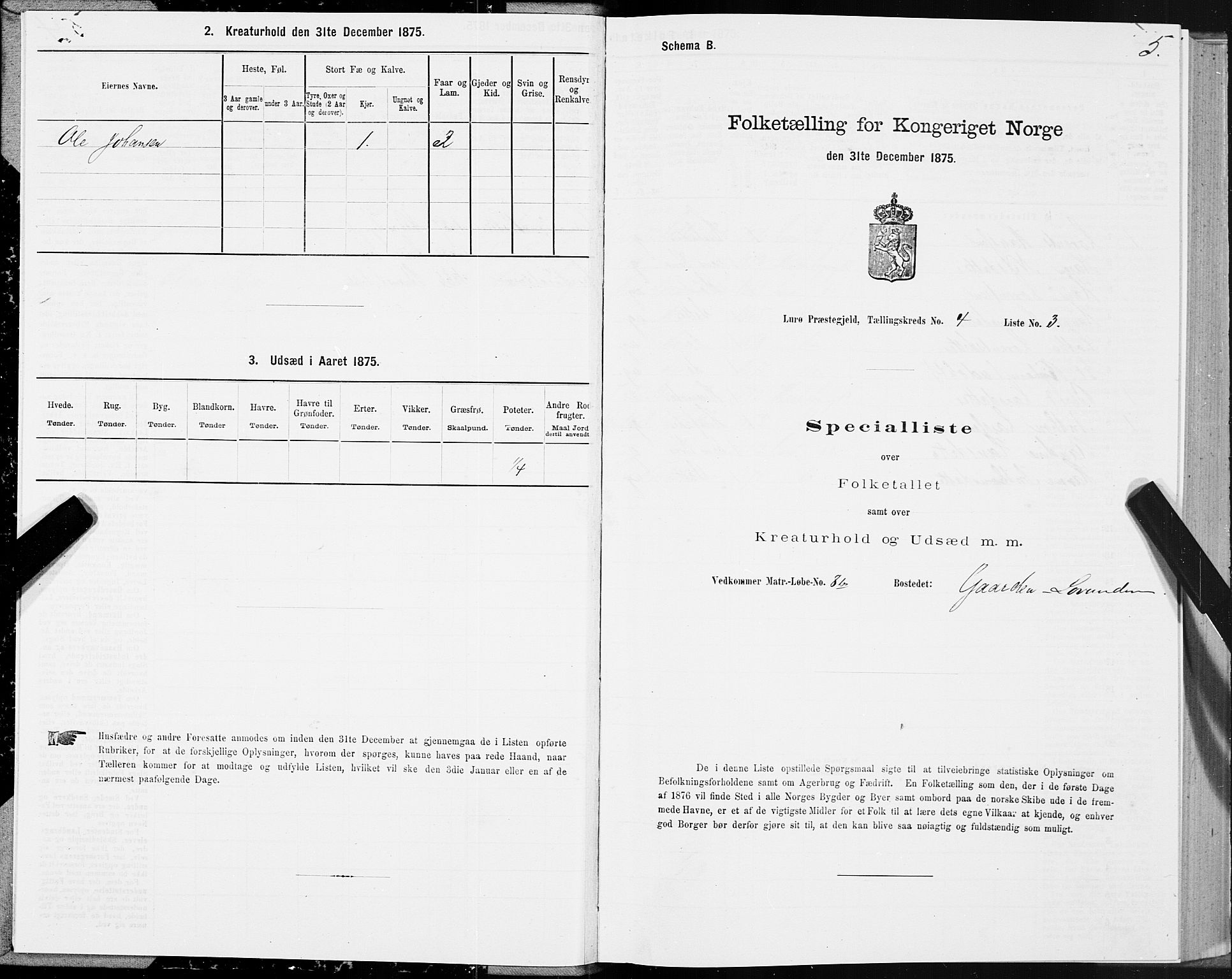 SAT, 1875 census for 1834P Lurøy, 1875, p. 3005