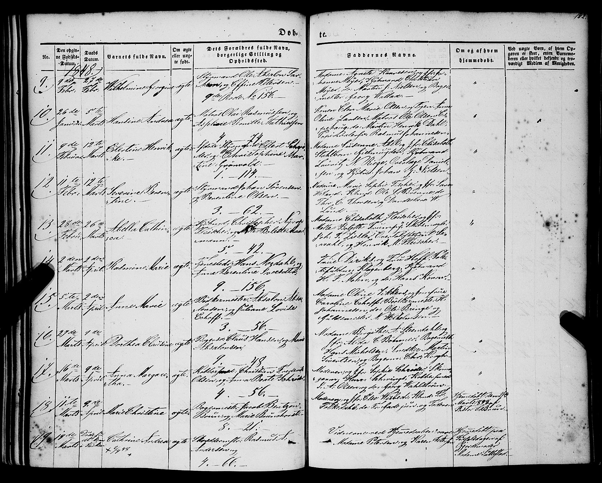 Nykirken Sokneprestembete, AV/SAB-A-77101/H/Haa/L0014: Parish register (official) no. B 1, 1844-1858, p. 182