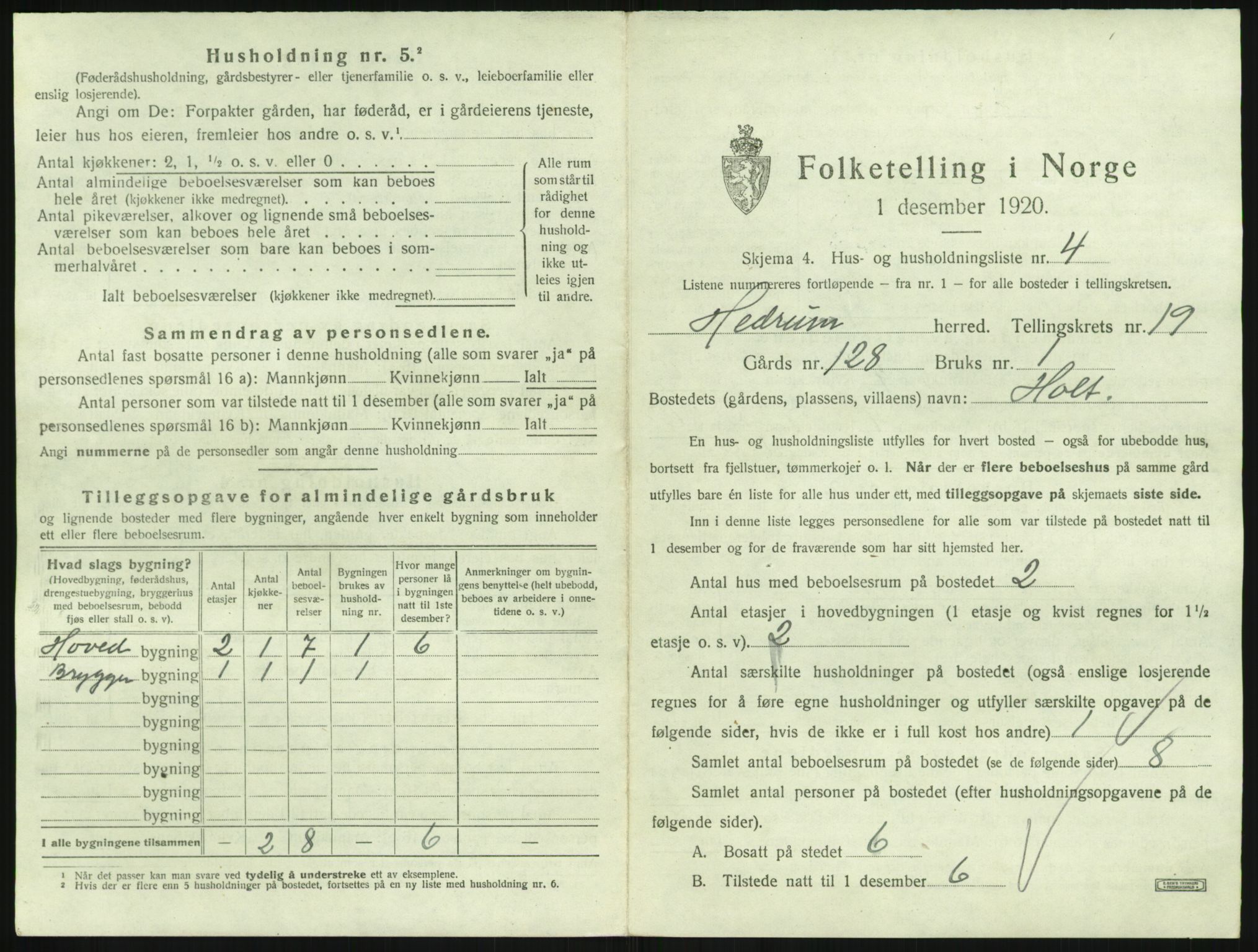 SAKO, 1920 census for Hedrum, 1920, p. 1671