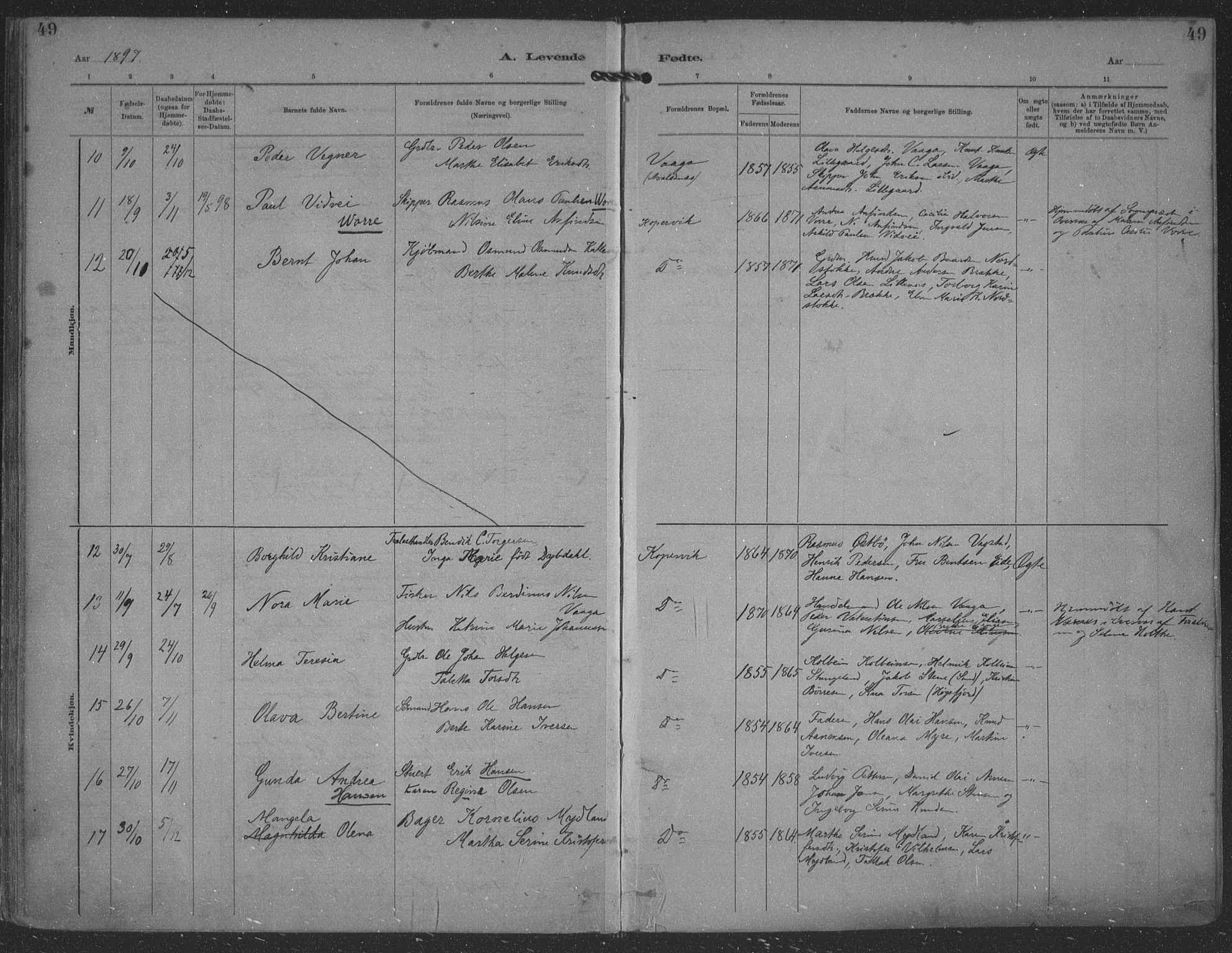 Kopervik sokneprestkontor, AV/SAST-A-101850/H/Ha/Haa/L0001: Parish register (official) no. A 1, 1880-1919, p. 49