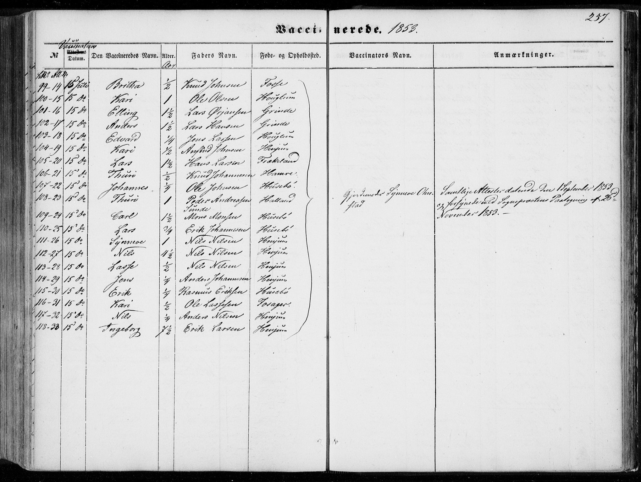 Leikanger sokneprestembete, AV/SAB-A-81001/H/Haa/Haaa/L0008: Parish register (official) no. A 8, 1852-1868, p. 257