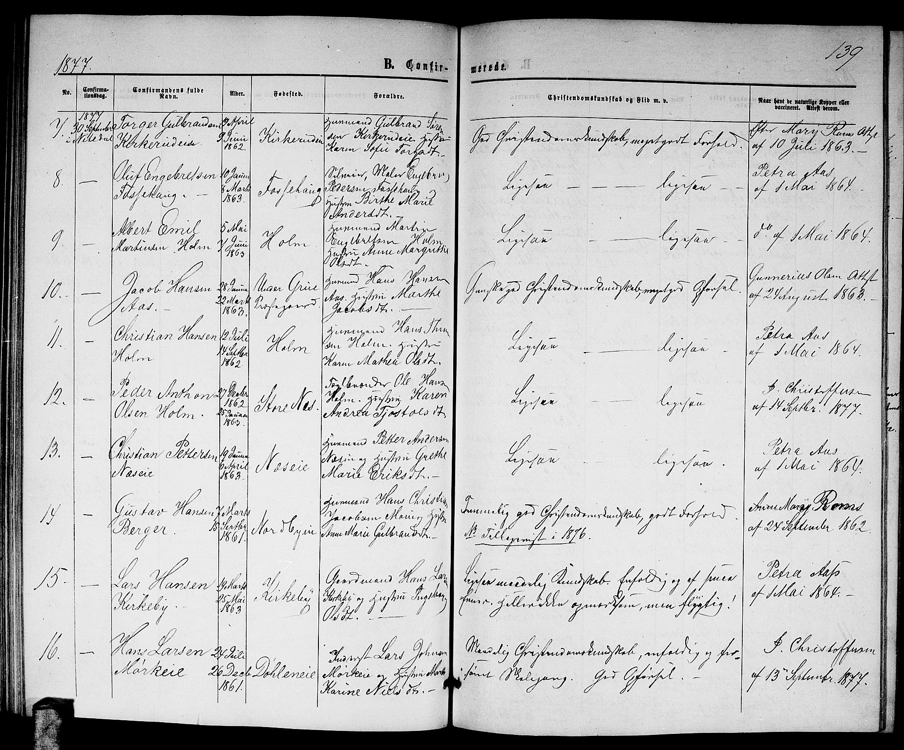 Nittedal prestekontor Kirkebøker, AV/SAO-A-10365a/G/Gb/L0001: Parish register (copy) no. II 1, 1859-1878, p. 139