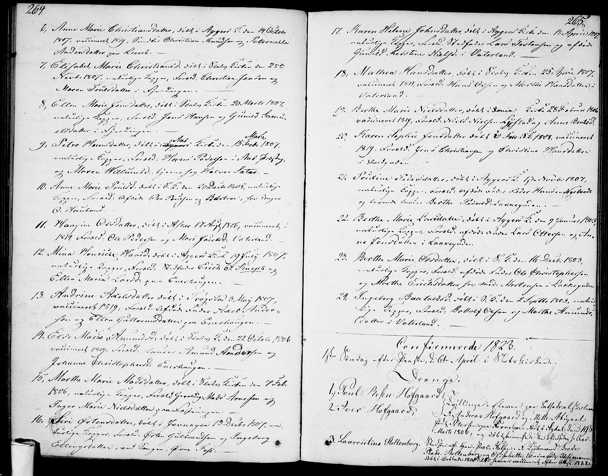Garnisonsmenigheten Kirkebøker, SAO/A-10846/F/Fa/L0004: Parish register (official) no. 4, 1820-1828, p. 264-265