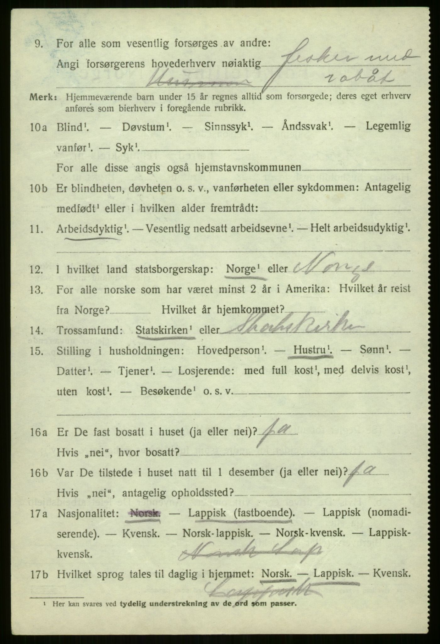 SATØ, 1920 census for Lyngen, 1920, p. 4060